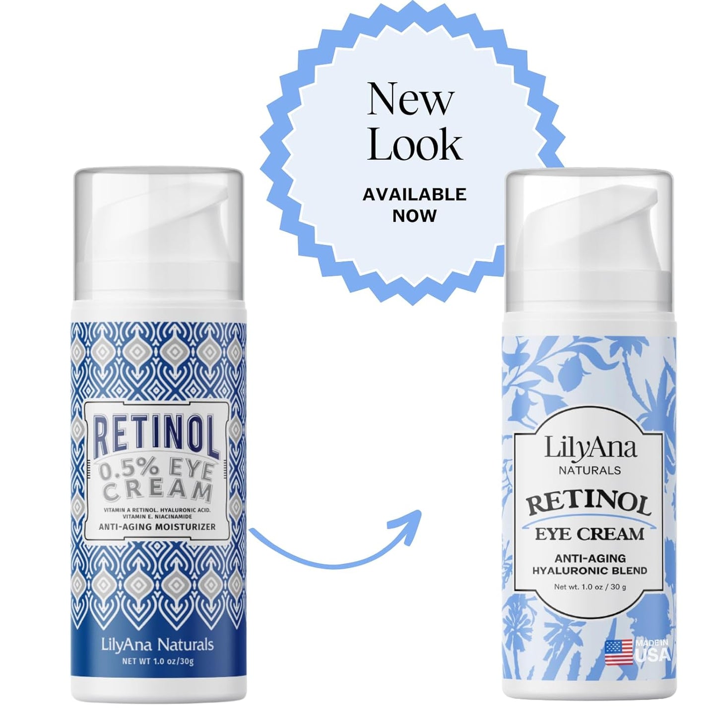 LilyAna Naturals Eye Cream - Eye Cream for Dark Circles and Puffiness, Under Eye Cream, Anti Aging Eye Cream Reduce Fine Lines and Wrinkles (1.0 Ounce, Retinol)