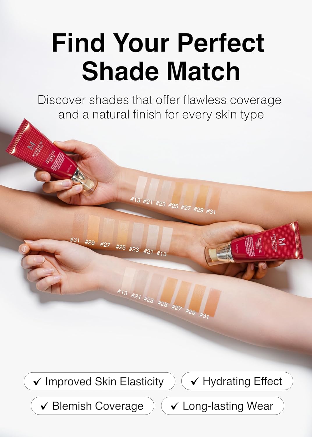 MISSHA M Perfect BB Cream No.21 (2 Pack) Light Beige for Bright Skin SPF 42 PA +++ 1.69 Fl Oz - Tinted Moisturizer for face with SPF