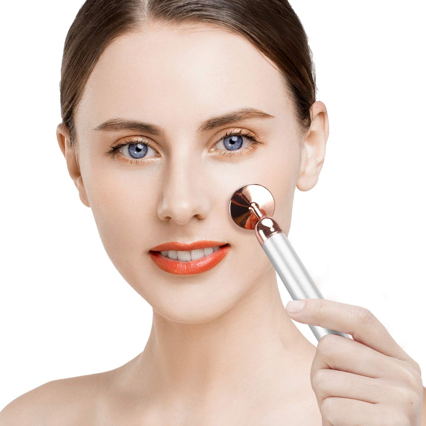 3-IN-1 Electric Jade Roller 3D Roller Facial Roller & Face Massager, Rose Quartz