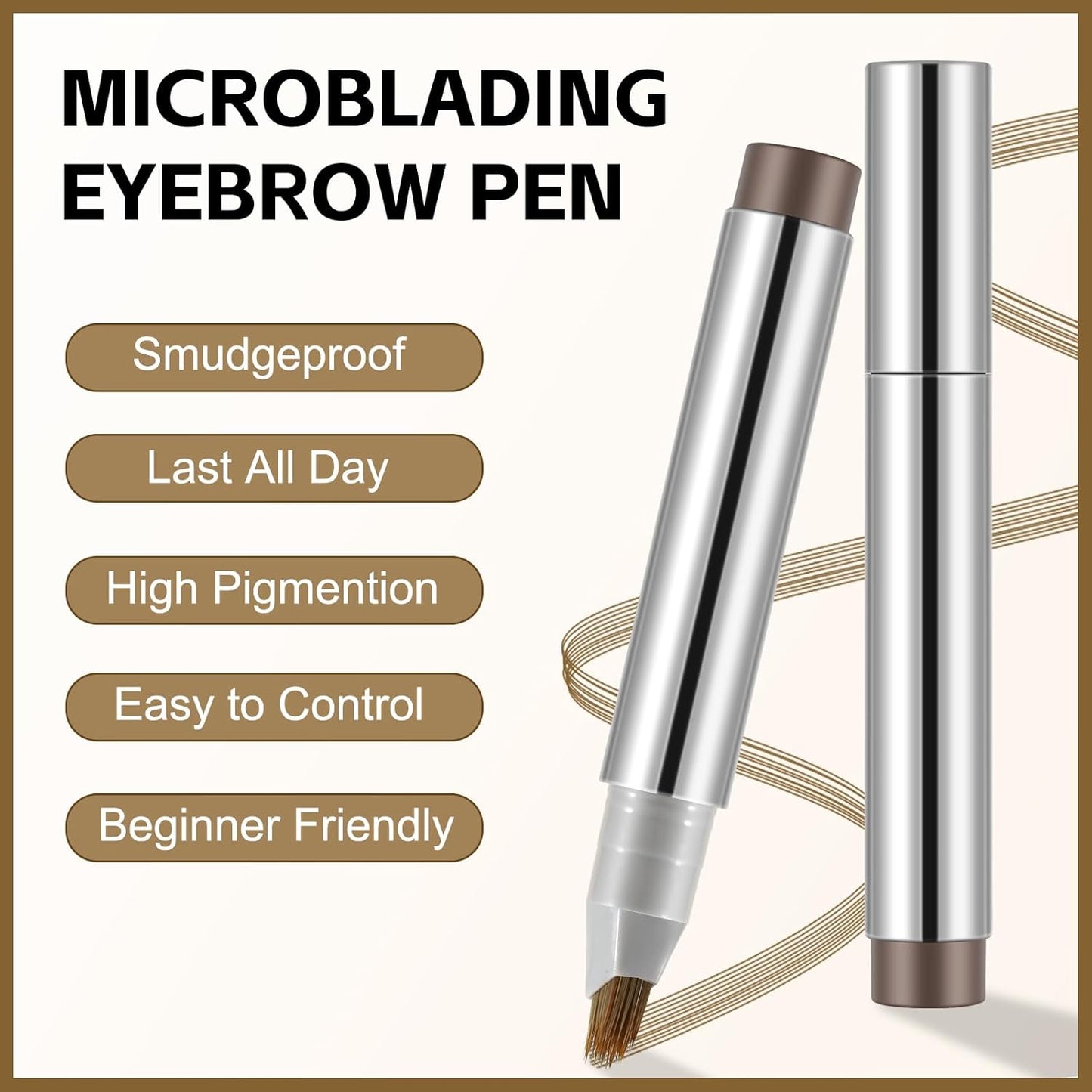 Boobeen 2pcs Brow Fection Eyebrow Pen,Liquid Microblading Eyebrow Pencils for Women,Angled Brush Waterproof Brow Pen for Hair-Like Strokes,Last All-Day,Beginner Friendly
