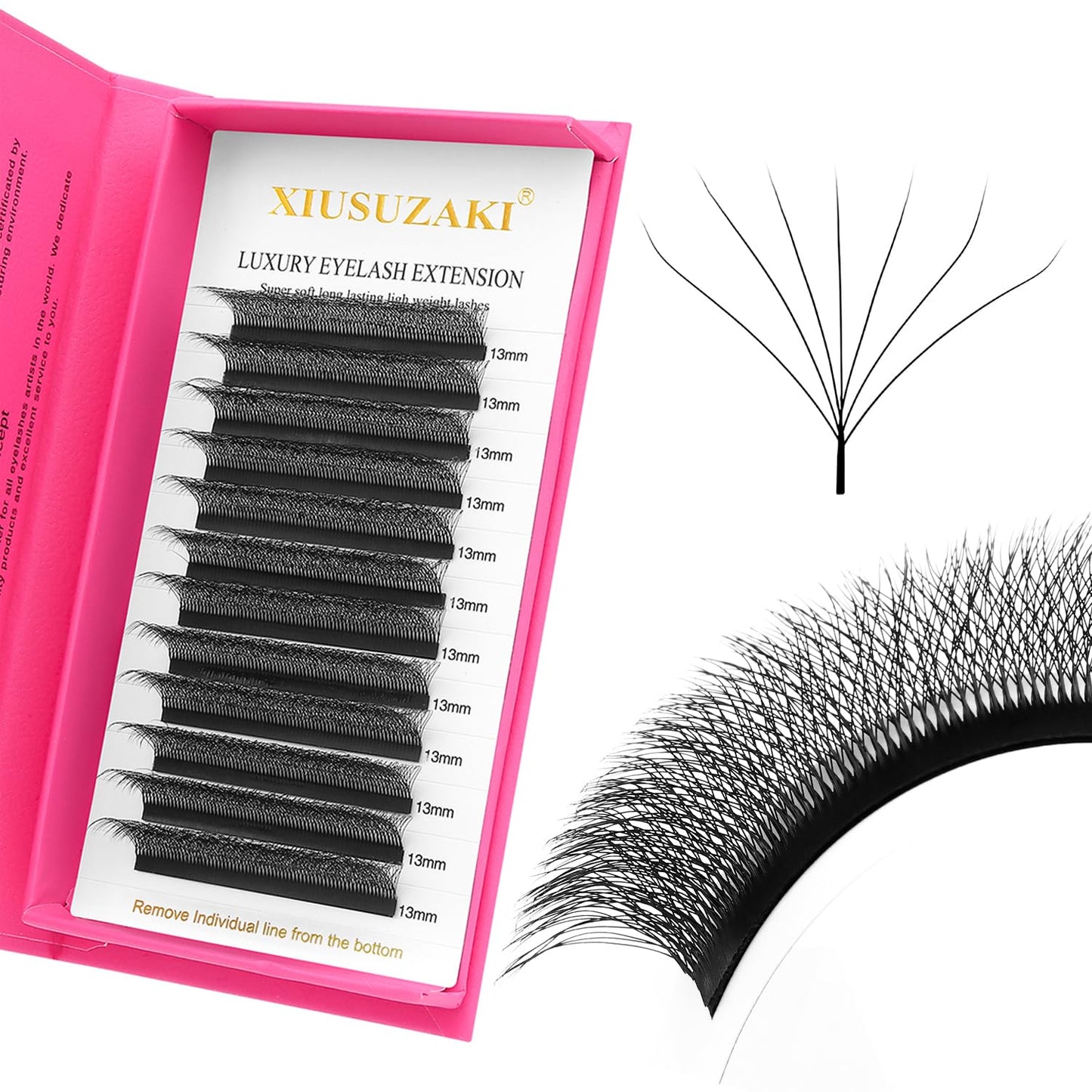 W Lash Extensions Supplies 7D Eyelash Extensions W Shape 0.07mm Thickness C Curl 12mm Premade Fans Easy Fan Lashes Volume Matte Black 12 Rows Crisscross Eye Lashes(W-7D-0.07-C,12mm)