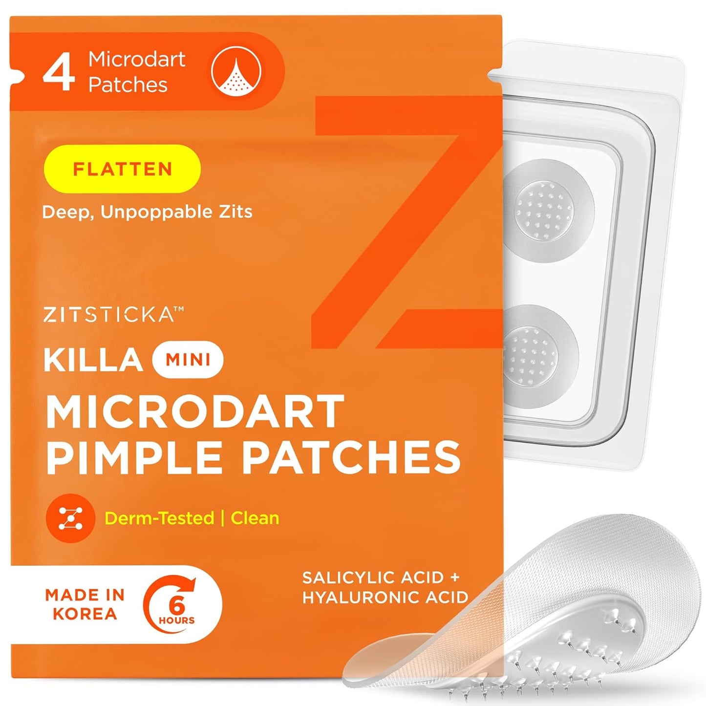 ZitSticka Killa Pimple Patches for Face - World's Most Potent Pimple Patch with Fast-Acting Microdarts - Starts Working within 6 Hours for Deep, Early-Stage Zits - Mini 4 Count