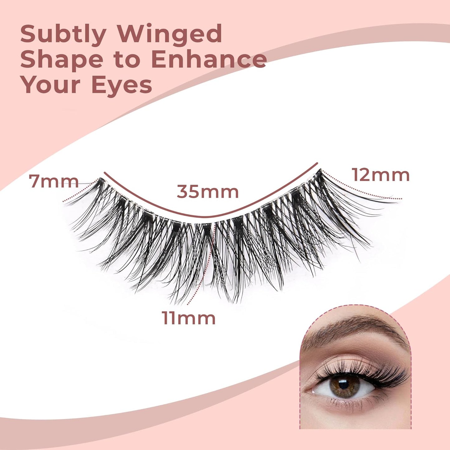 Wispy Lashes - Natural False Eyelashes Strip Lashes with Clear Band for Daily Wear 7 Pairs Cat Eye Lashes 12mm Reusable Fake Lashes That Look Like Extensions