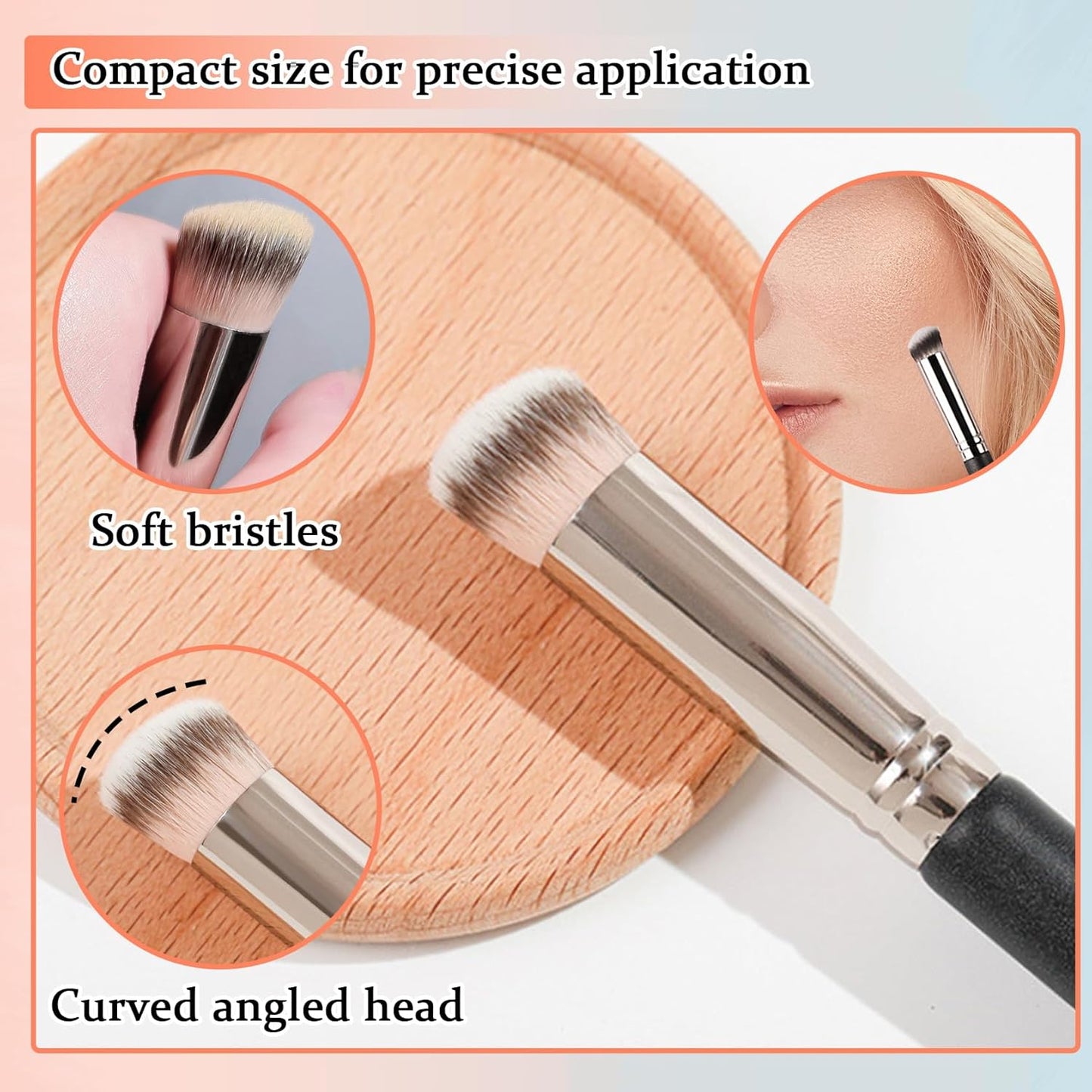 Full Coverage Concealer Foundation,Oil Control Long Lasting Lightweight BB Cream Tinted Face Moisturizer with SPF 50+ PA+++,Moisturizing CC Cream Liquid Foundation Makeup Brush Set(2 Pack)