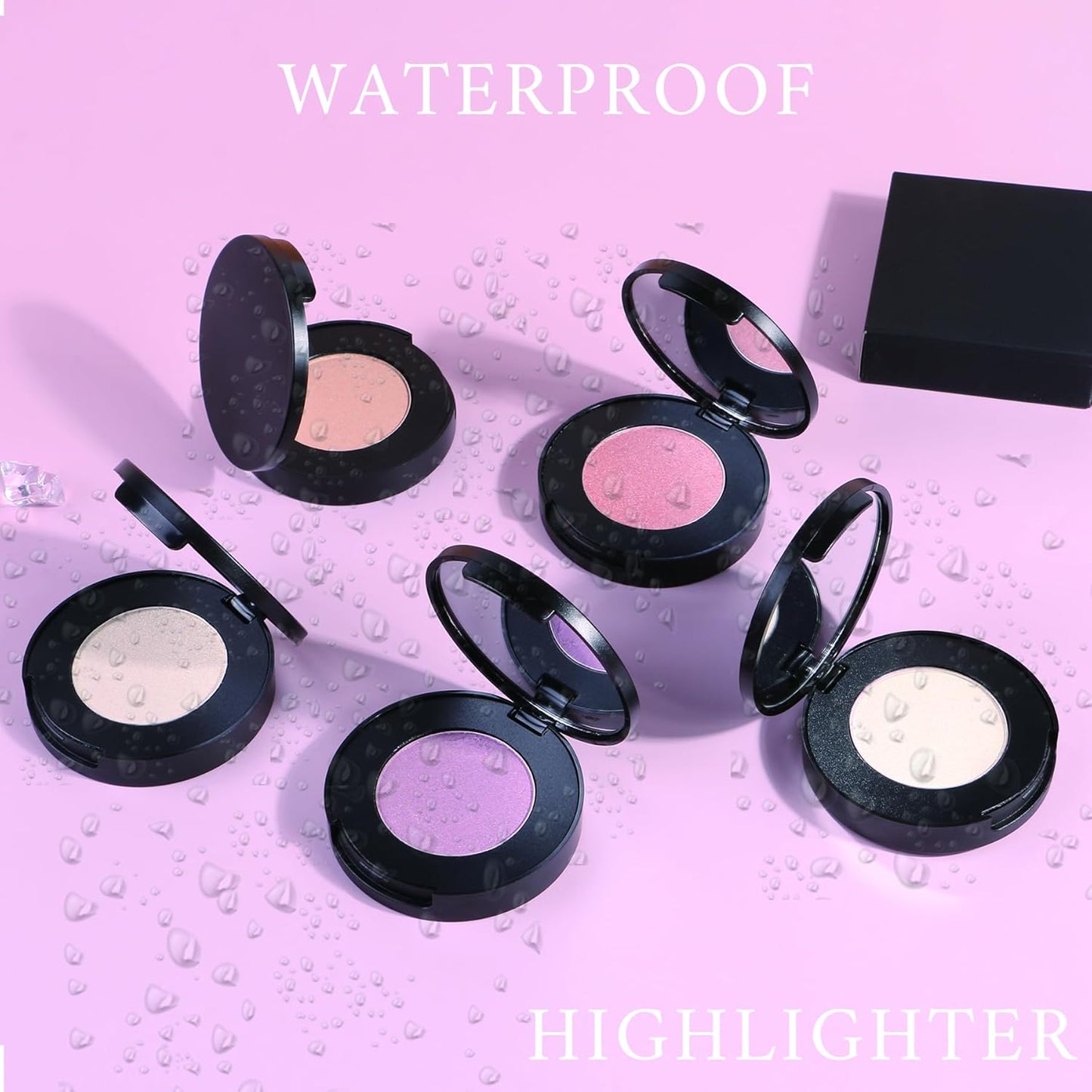 Face Highlighter Powder Palette, Glossy Glitter Illuminator Powder, Shimmer Shades for Face Highlighter Makeup, Highly Pigmented Natural Shiny Highlight Makeup Illuminator Highlighter 3