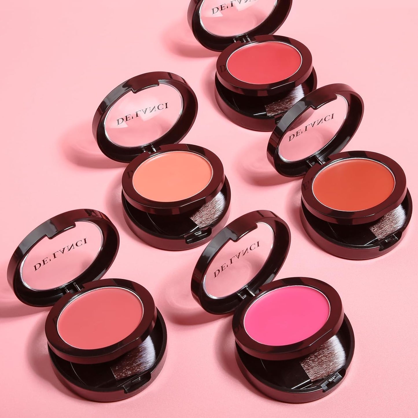 Multi-Purpose Cream Blush for Cheeks & Lip & Eyeshadow, Buildable Lightweight Peach Blush Balm, Ultra Hydrating Cruelty-Free Makeup Blush for Dry/Sensitive Skin, Waterproof Blush, Built-in Brush, Rose
