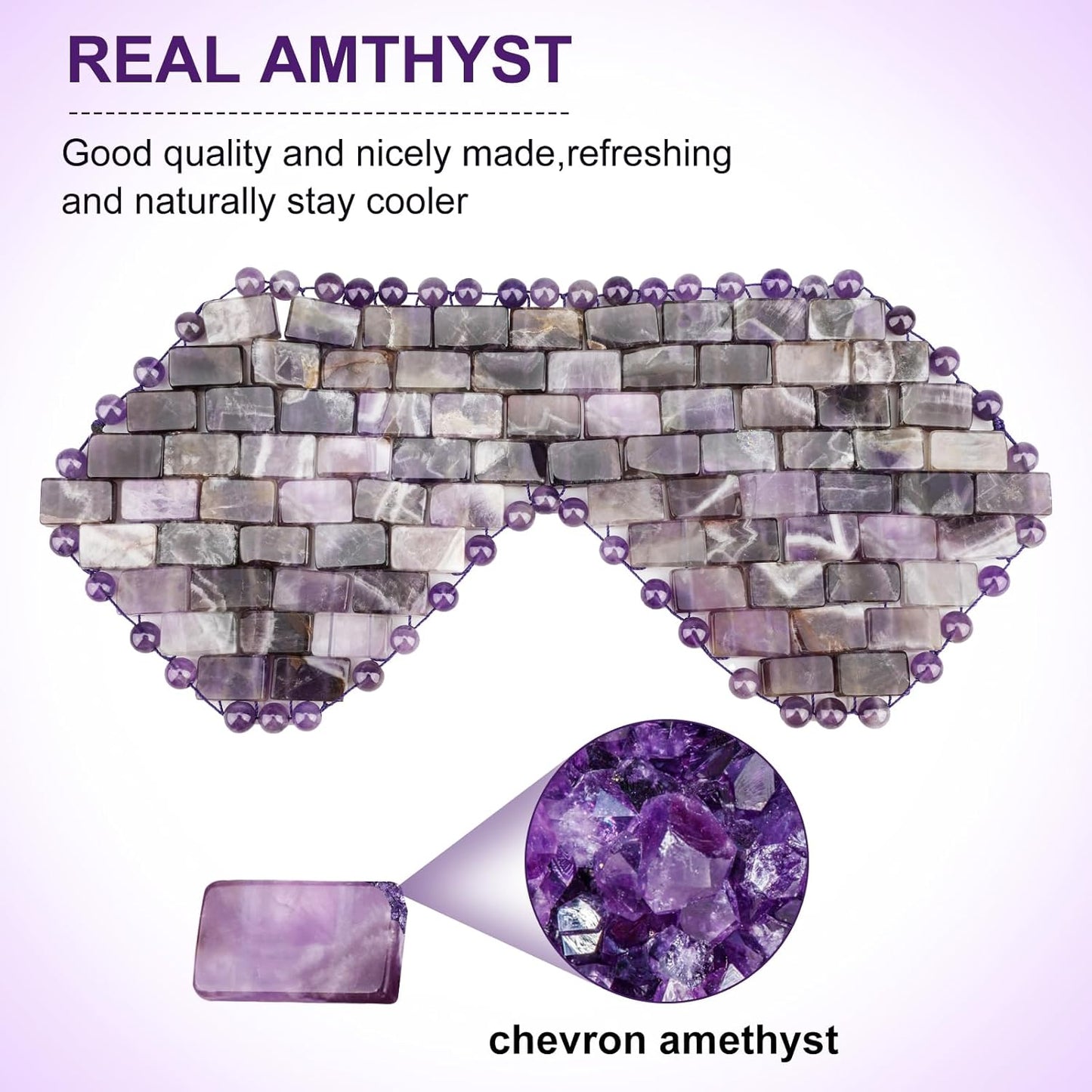 Jade Eye Mask, Rose Quartz Eye Mask,Gemstone Eye Mask Anti Aging Therapy Hot or Cold Using (#2-Amethyst)