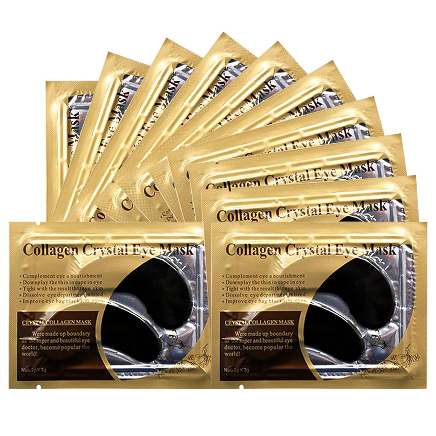 Black Collagen Eye Mask, 30 Pairs Crystal Gold Under Eye Patches For Puffy Eyes and Dark Circles – Look Less Tired and Reduce Wrinkles and Fine Lines (Black)