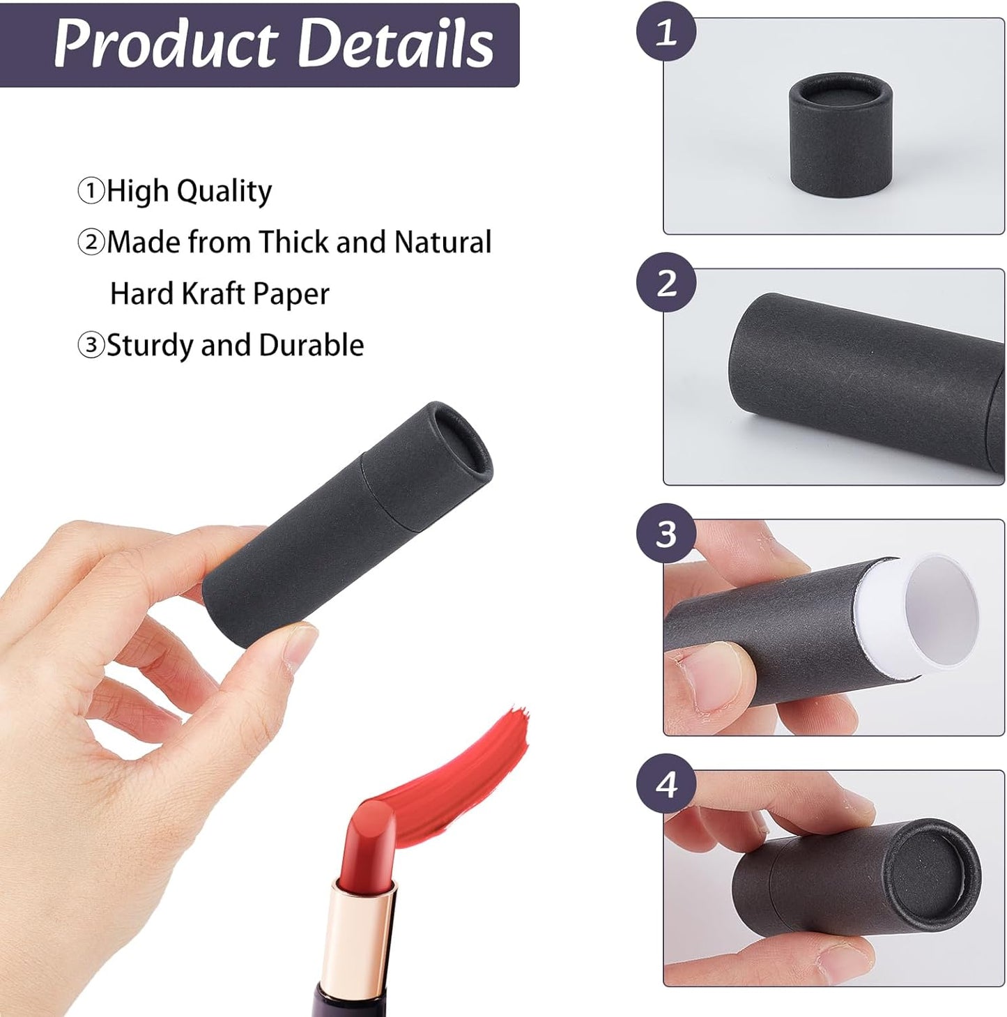 NICENEEDED 10 Pcs Paperboard Lip Balm Tubes, Paper Lipstick Tube, Cardboard Empty Lip Gloss Container Solid Perfume Tube Cosmetic Box for DIY Lip Gloss Balm Chapstick