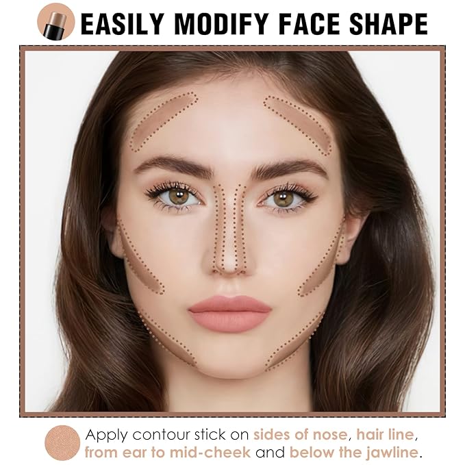 FOCALLURE Cream Contour Stick, Matte Bronzer Stick, Professional Face Shaping & Contouring Stick Makeup, Easy to Apply with Buildable Coverage, Long Lasting & Sweatproof, MOCHA