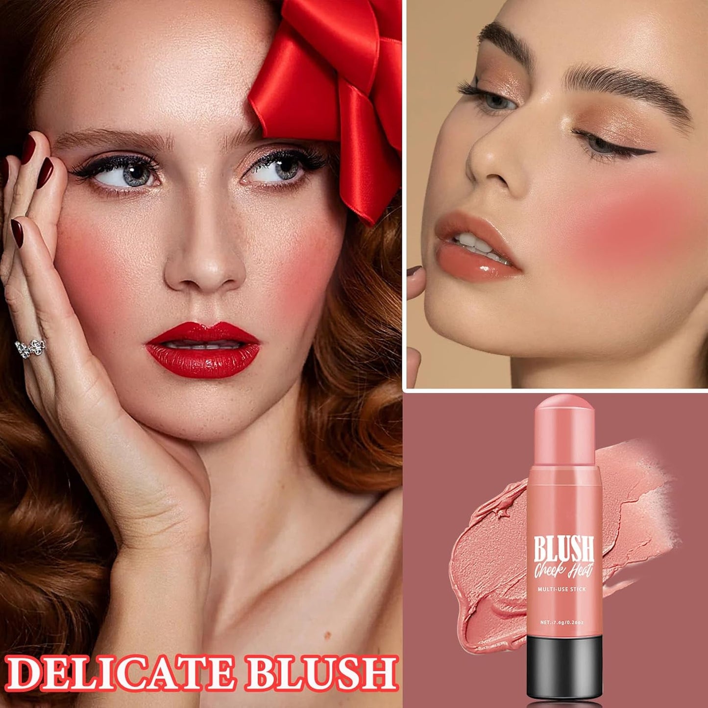 Cream Blush Stick Makeup,Blush Stick for All Skin Tones,Easy to Color,Soft Long Lasting Lightweight Blush Face Makeup Stick,Waterproof Multi Stick for Cheeks & Lip & Eyes๏ผ#101๏ผ