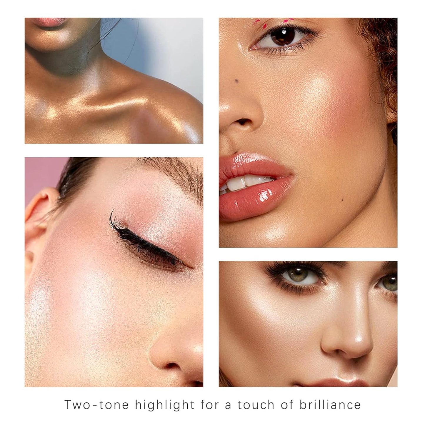 Liquid Highlighter Double-Headed Face Body Shimmer and Glitter Illuminator for Face Long Lasting Waterproof Moisturizing Body Highlighter (Pink&Brown)