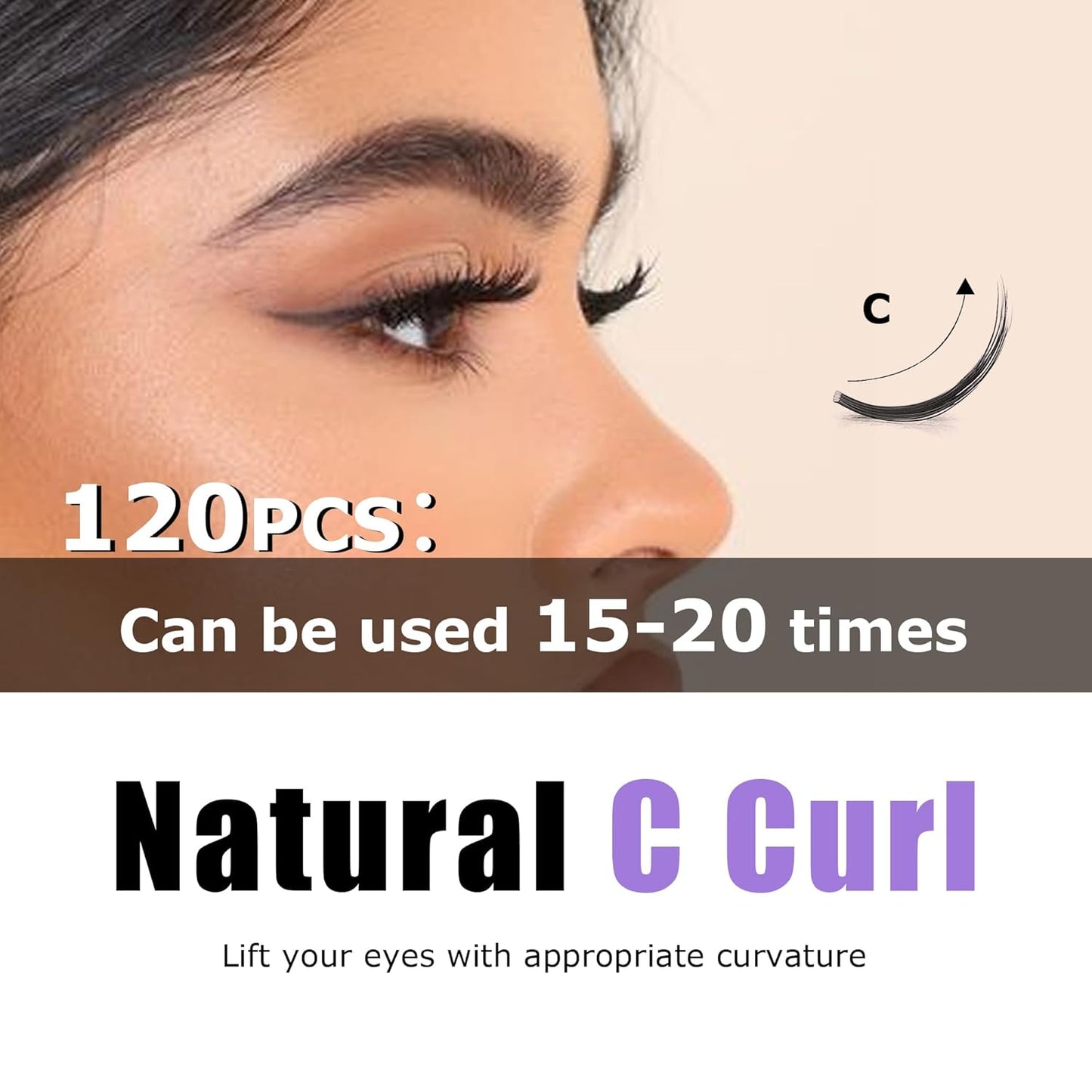 GAQQI Lash Clusters, Eyelash Clusters 120PCS C Curl Individual Lashes, Wispy Cluster Eyelash Extension 12mm Only, Natural Looking Cluster Lashes (GQ15, C Curl, 12mm)