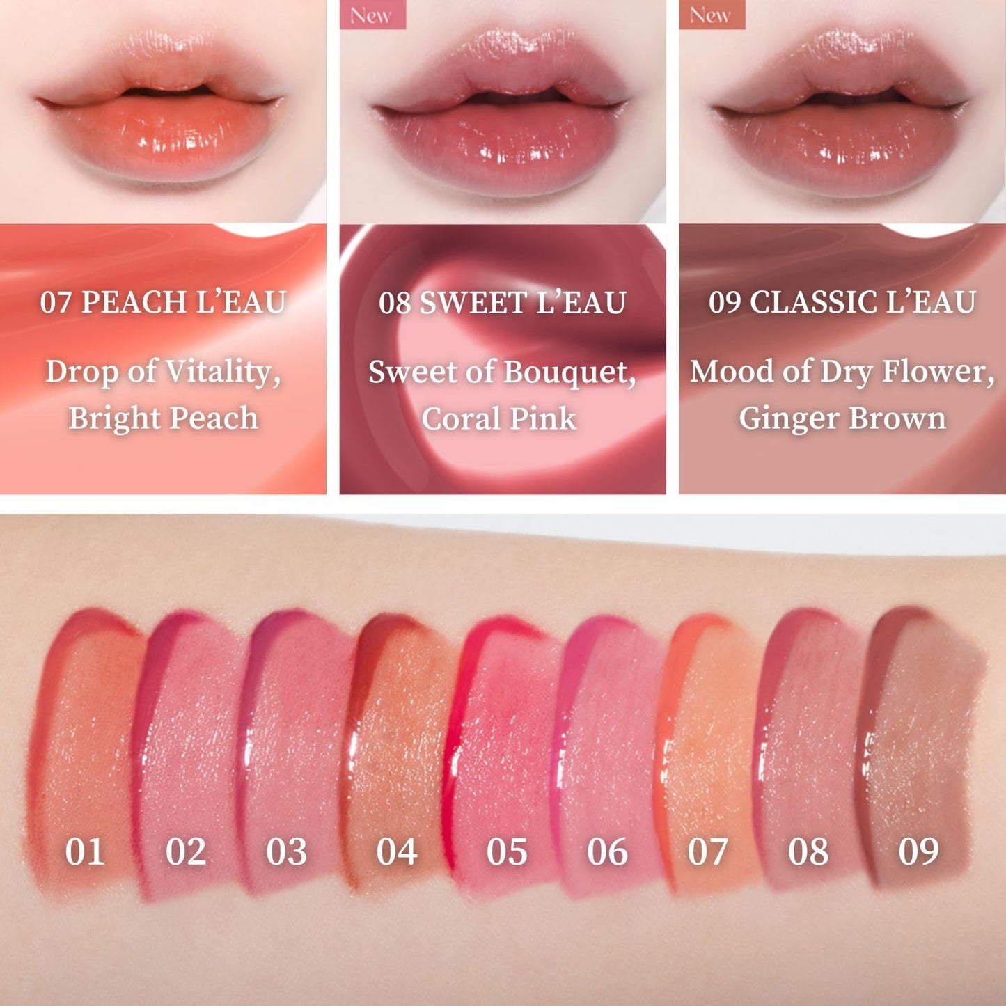 BBIA LโEAU Tint โ Glossy & Glow Lip Stain, Watery Lip Tint, Non-Sticky, High Shine Finish, Long-lasting, Moisturizing, Lightweight, Natural, Daily Use, Vegan, Korean Lip Makeup (07 PEACH L'EAU)