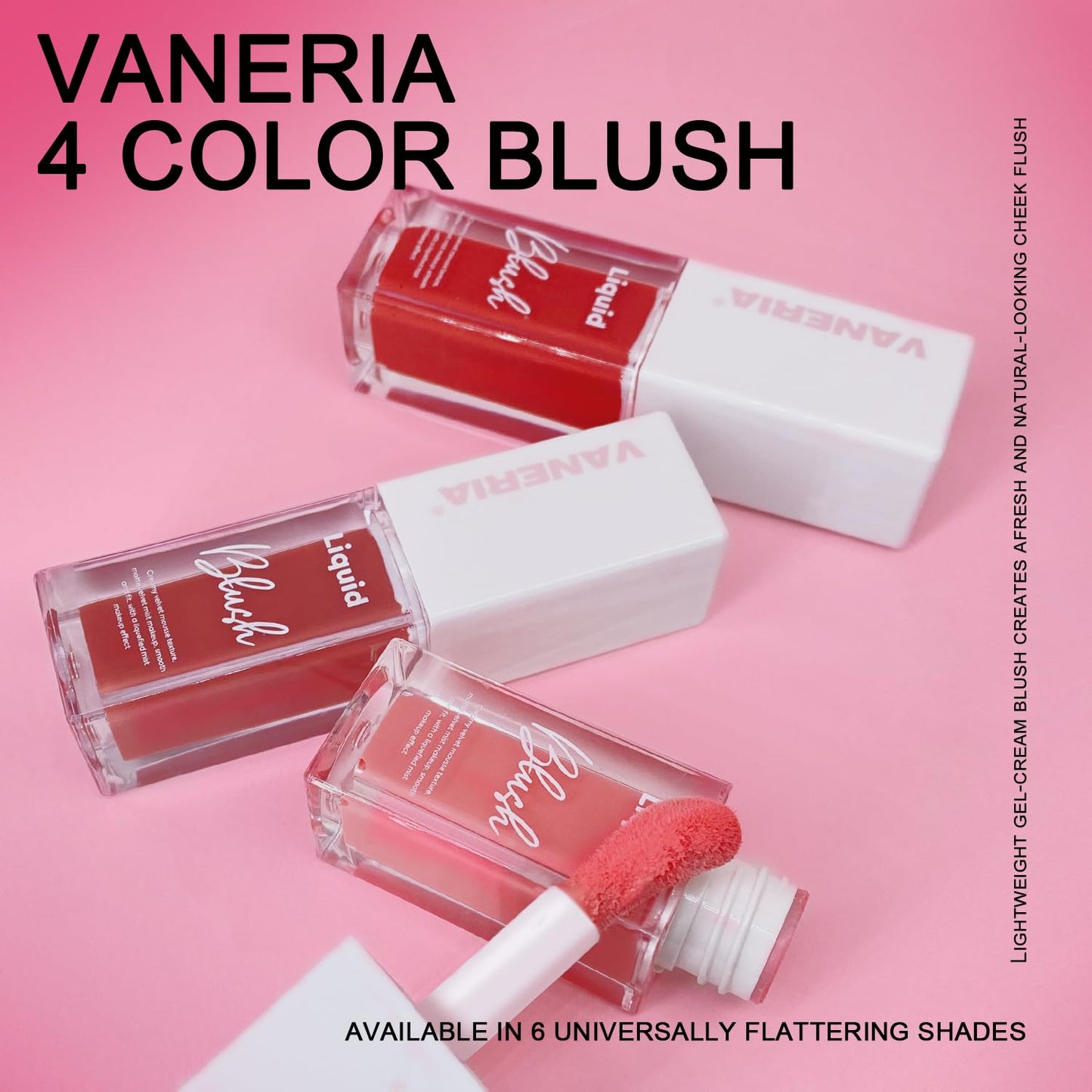 VANERIA Liquid Blush for Cheeks,Long lasting High Pigment Creme Blush,Multi-Use Makeup Blush Stick for Cheeks Lips Eyes,Natural Look Makeup Face Blushes.#4 (5g/0.17oz) 