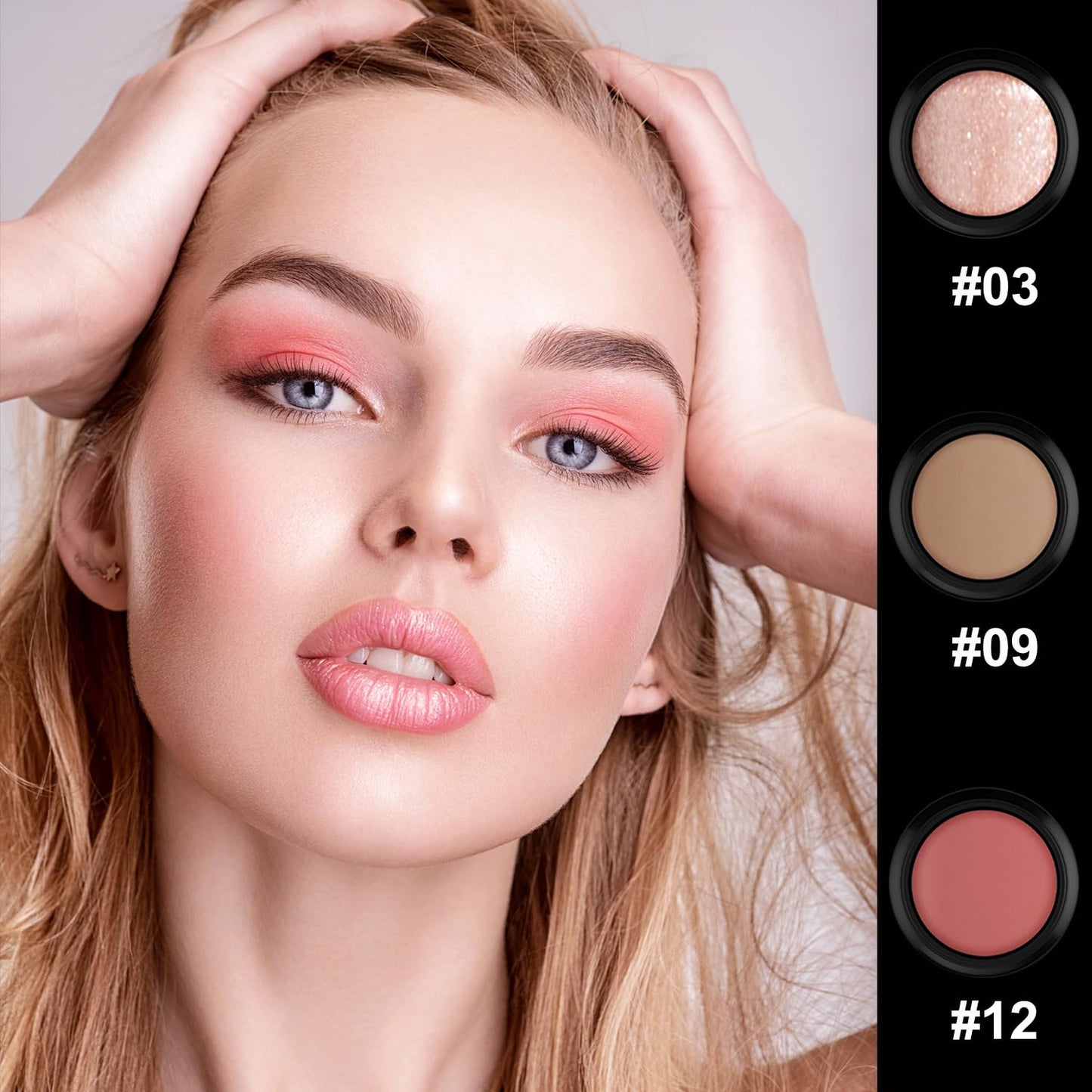 PHOERA Foundation,3 PCS Contour Stick Makeup Kit, Shades with Highlighter Stick, Blush Stick and Bronzer Contour Stick for Sculpt the Cheeks (102+103+ Fair-Light Contour/Nude + Warm peach+#03,#09,#12)