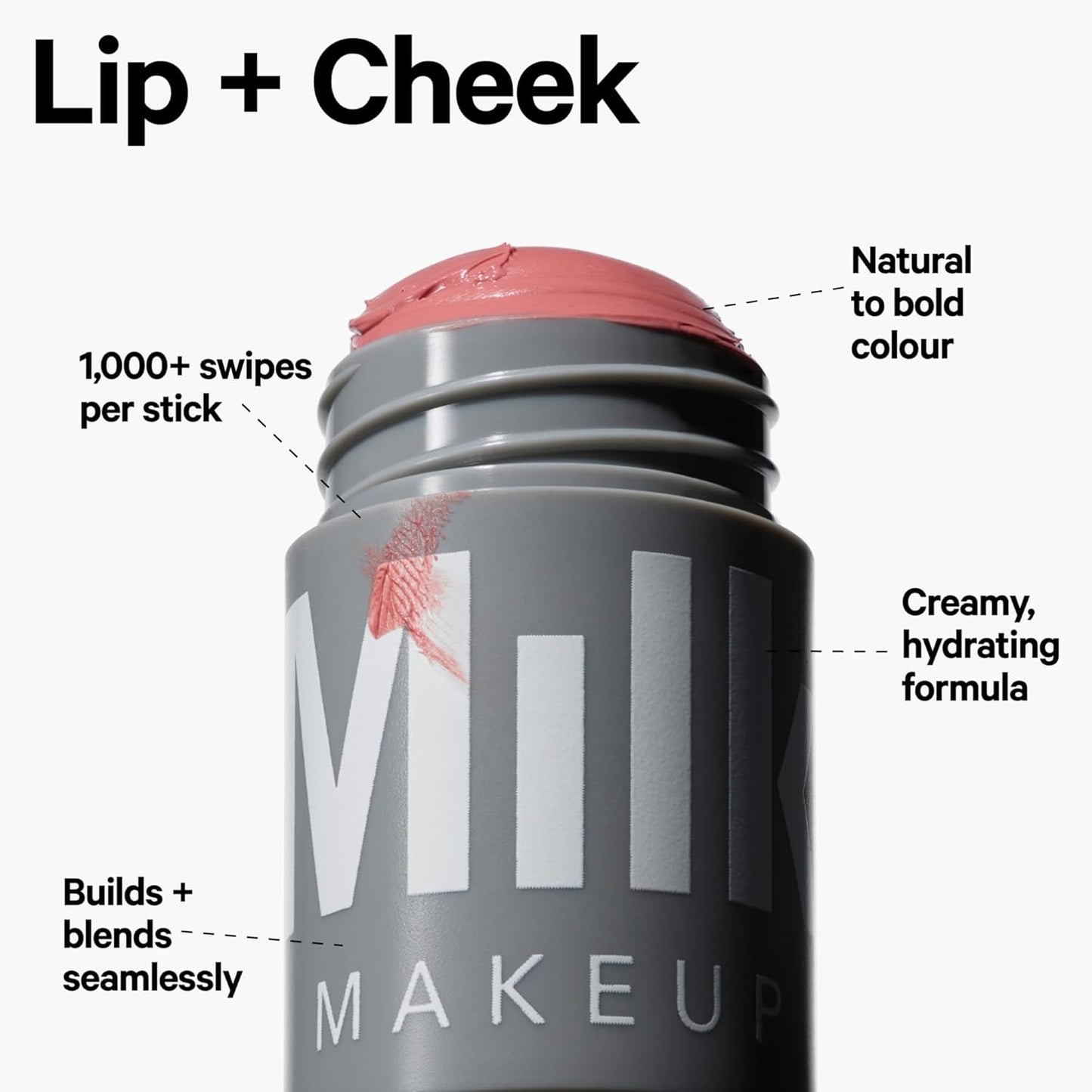Milk Makeup Lip + Cheek, Muse (Deep Burgundy) - 0.21 fl oz - Cream Blush & Lip Color - Buildable & Blendable - 1,000+ Swipes Per Stick - Non-Comedogenic - Vegan, Cruelty Free