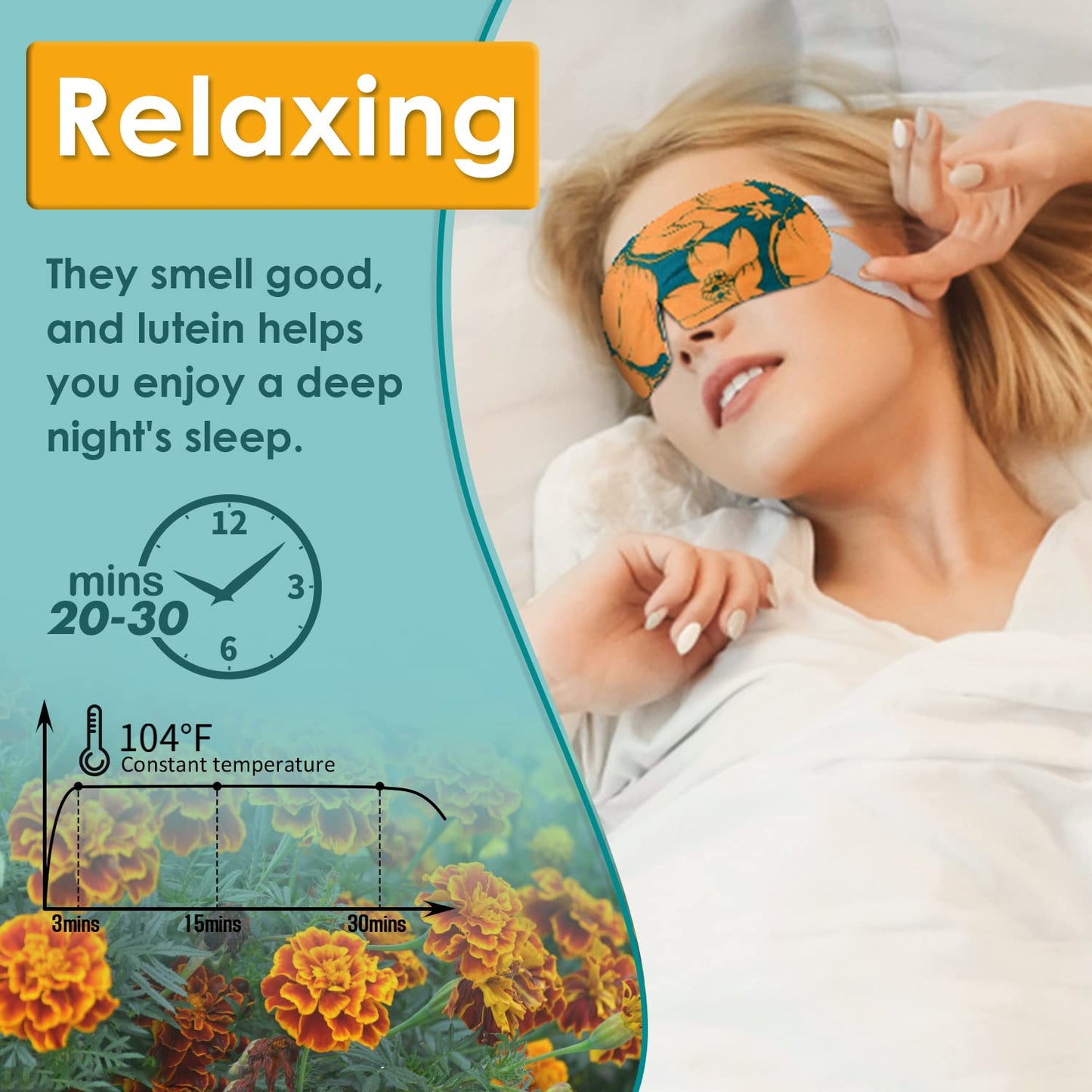 Steam Eye Mask 20 Packs, Self Heating Sleep Mask for Dry Eyes, Fatigue, Dark Circles, Comfortable Moist Warming Eye Mask, Disposable Heated Eye Mask, Gift for Women, Men, Mum, Dad (Lutein)