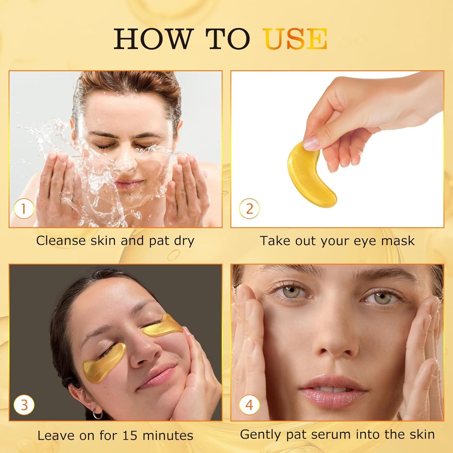 Under Eye Patches 20 Pairs, Golden Eye Mask for Undereye Bags & Puffy Eyes, Cooling Eye Care for Dark Circles & Wrinkles, Eye Mask Patches with Hyaluronic Acid & Collagen, Skincare Treatment for Adult