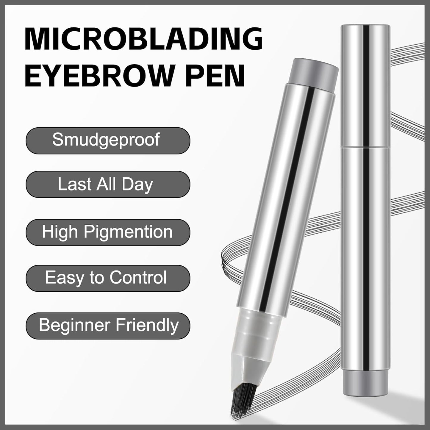 Boobeen 2pcs Brow Fection Eyebrow Pen,Liquid Microblading Eyebrow Pencils for Women,Angled Brush Waterproof Brow Pen for Hair-Like Strokes,Last All-Day,Beginner Friendly