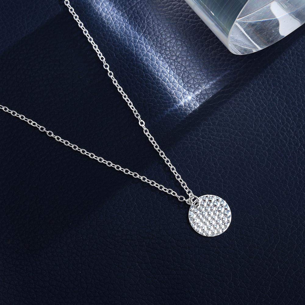 Boho Layering Disc Pendant Necklace Silver Jesus Choker Necklaces Beaded Chain Jewelry Adjustable for Women and Girls