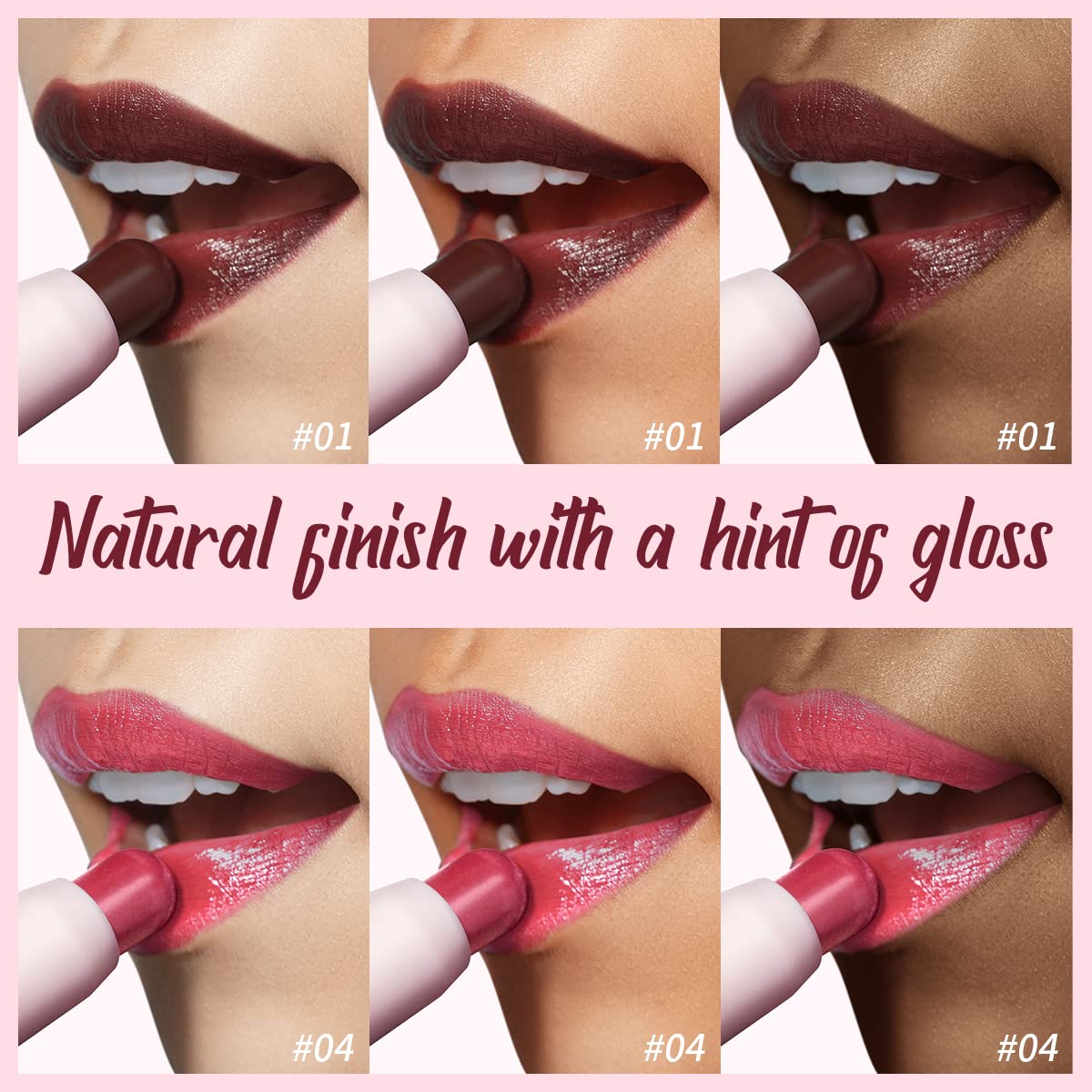 2PCS Tinted Lip Balm Chapstick with Color, Natural Semi - Gloss Finish, Hydrating/Coloring 2 in 1 Moisturizer Lip Stick for Girls & Women #01+#04