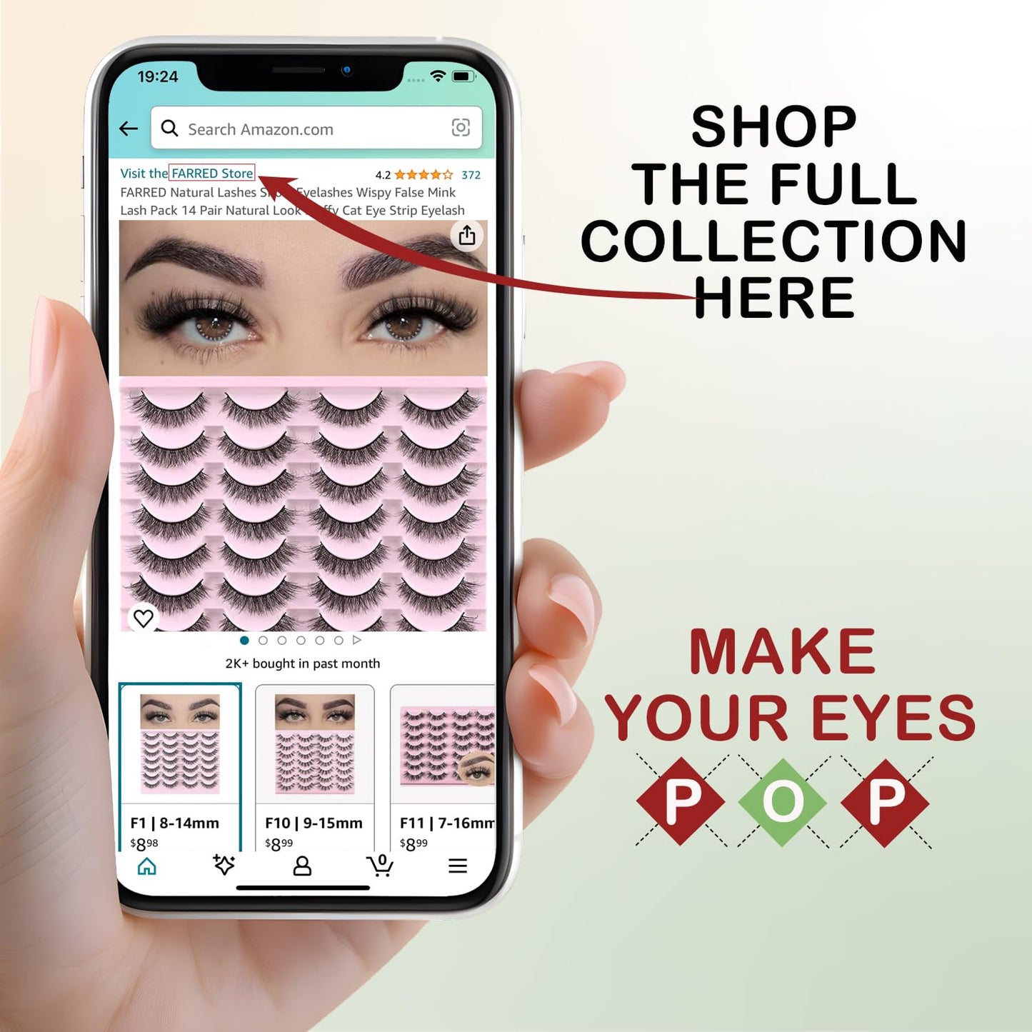 FARRED Wispy Mink Lashes Fluffy False Eyelashes 14 Pairs Fake Eyelashes Natural Look Short Natural Lashes Cat Eye Lash Wispy Volume Eyelash Faux Mink Strip Lashes Pack for Daily Makeup (F19 | 6-13 mm)