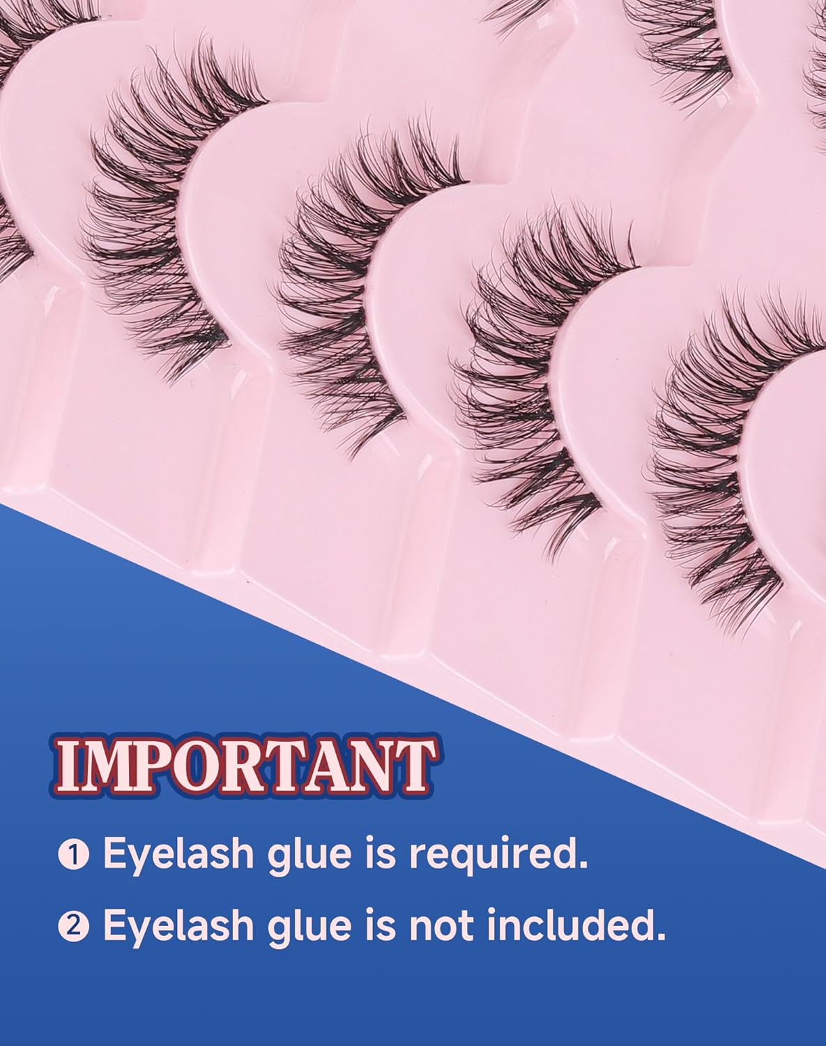 Lashes Short Natural Everyday Wispy Eyelashes Clear Band Flared Strip Eyelash Soft Lash Fluffy Pack 7 Pairs SF-09