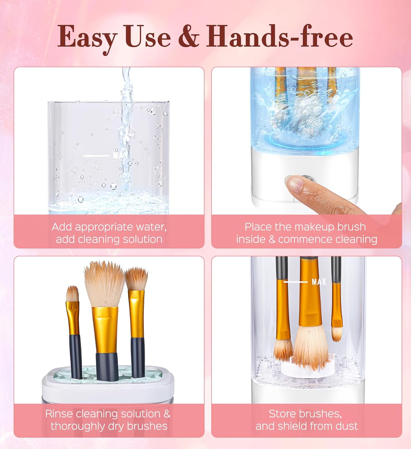 Electric Makeup Brush Cleaner, 7000 RPM Makeup Brush Cleaner Machine, Efficient Automatic Portable USB Cleaner Tool for All Types of Makeup Brushes, Convenient Makeup Brush Cleaning-Transparent 