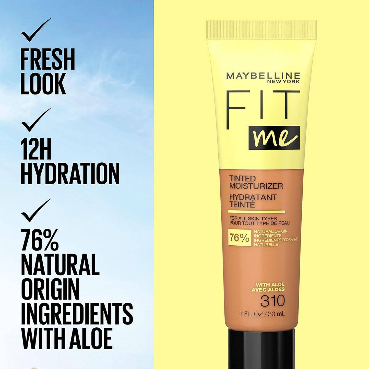 Maybelline Fit Me Tinted Moisturizer, Natural Coverage, Face Makeup, 220, 1 Count
