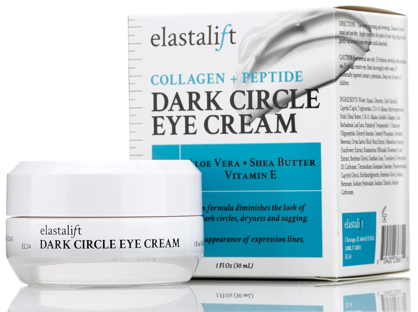 Elastalift Dark Circle Under Eye Treatment Cream | Brightening & Firming Collagen Cream W/Peptides + Vitamin E Moisturizer Eye Cream For Dark Circles & Puffy Eyes | Skin Care Face Cream, 1 Fl Oz