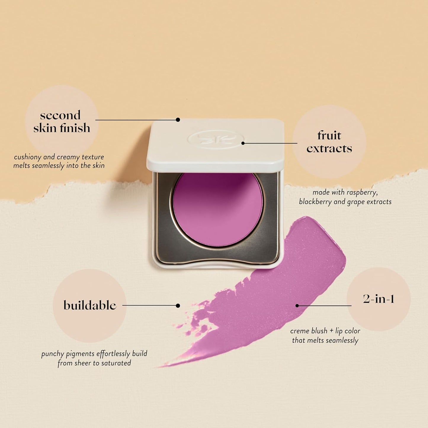 Honest Beauty 2-in-1 Creme Cheek Blush + Lip Color | EWG Verified, Vegan + Cruelty Free | Lush Lilac, .1 oz