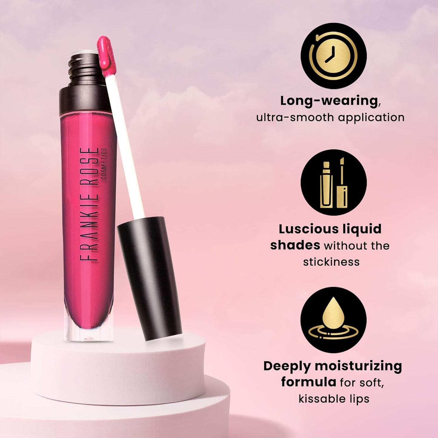 Frankie Rose Cosmetics Lip Gloss | Non-Sticky Formula, Long Lasting Gloss Shimmer, Bold Pigment & Hydrating Gloss of Lips, Crushed Berries Glossy Lip Gloss, 20g