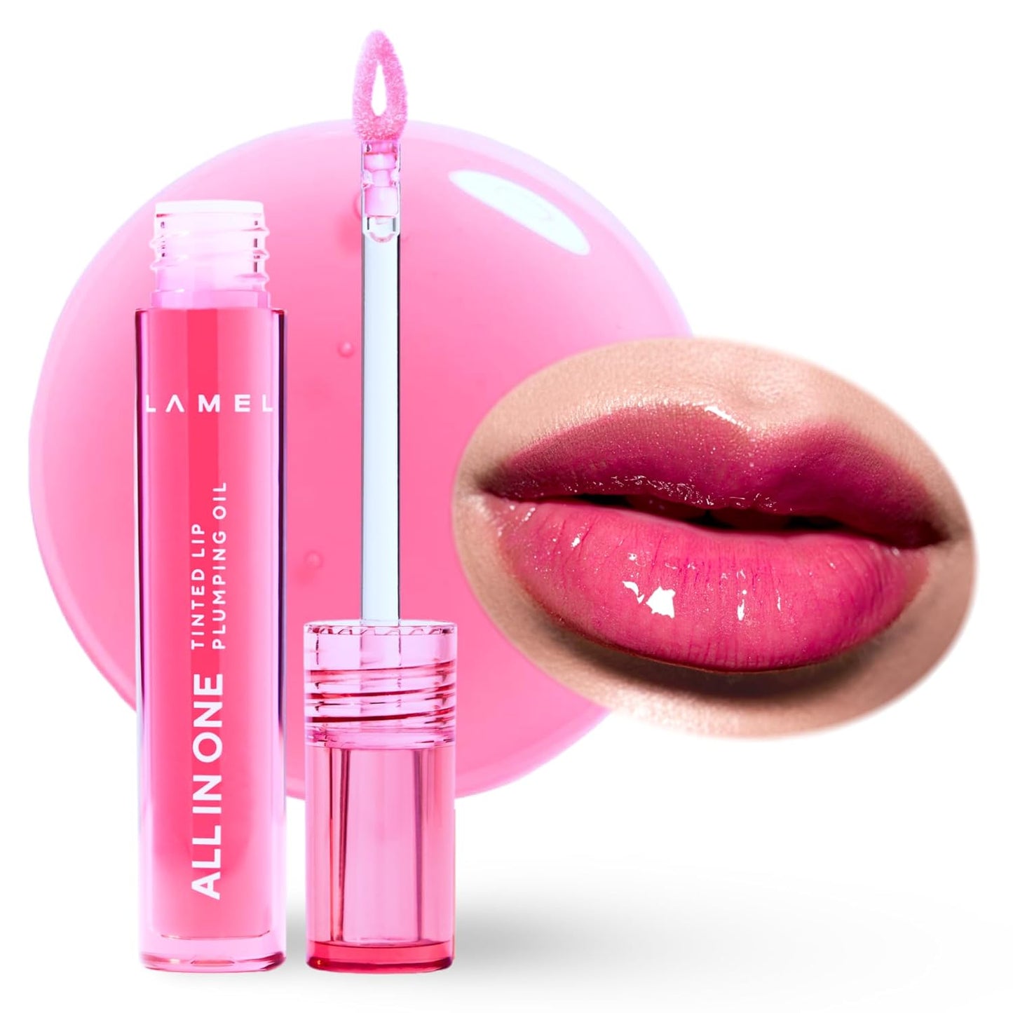 All-in-One Lip Oil - Lightweight, No-Sticky, Tinted, Plumping, Hydrating Lip Gloss - Lip Balm for Day & Night Use, Long-Lasting Lip Stain, Lip Glow Oil, Lip Plumper Tint - Pink Sparkle โ402