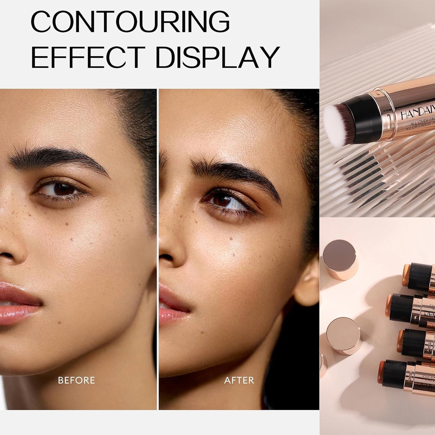 8 Colors Cream Contour Sticks Makeup Kit, Dual-Ended Concealer Stick With Soft Brush, Non-Greasy Long-Wear Face Primer Multi-Use Contouring Pen, Full Coverage Shades Corrector Concealer (07#)