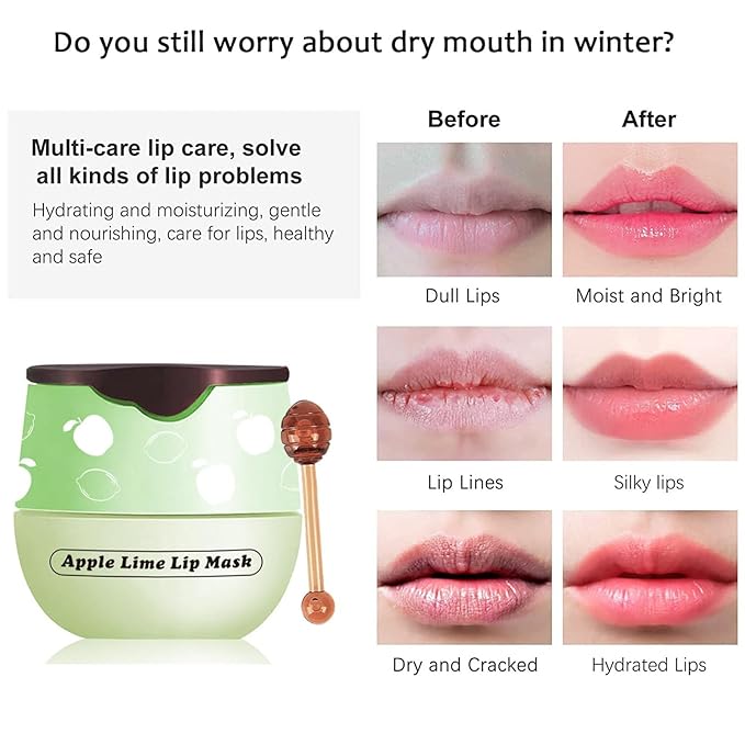 6PCS Bee Lip Balm Honey Pot๏ผHoney&Strawberry&Watermelon&Cherry&Apple&Coconut Lip Mask Overnight Propolis Moisturizing Lip Balm Hydrating Prevention Dry and Crack Lip Scrubs Exfoliator Lip Wrinkle Care