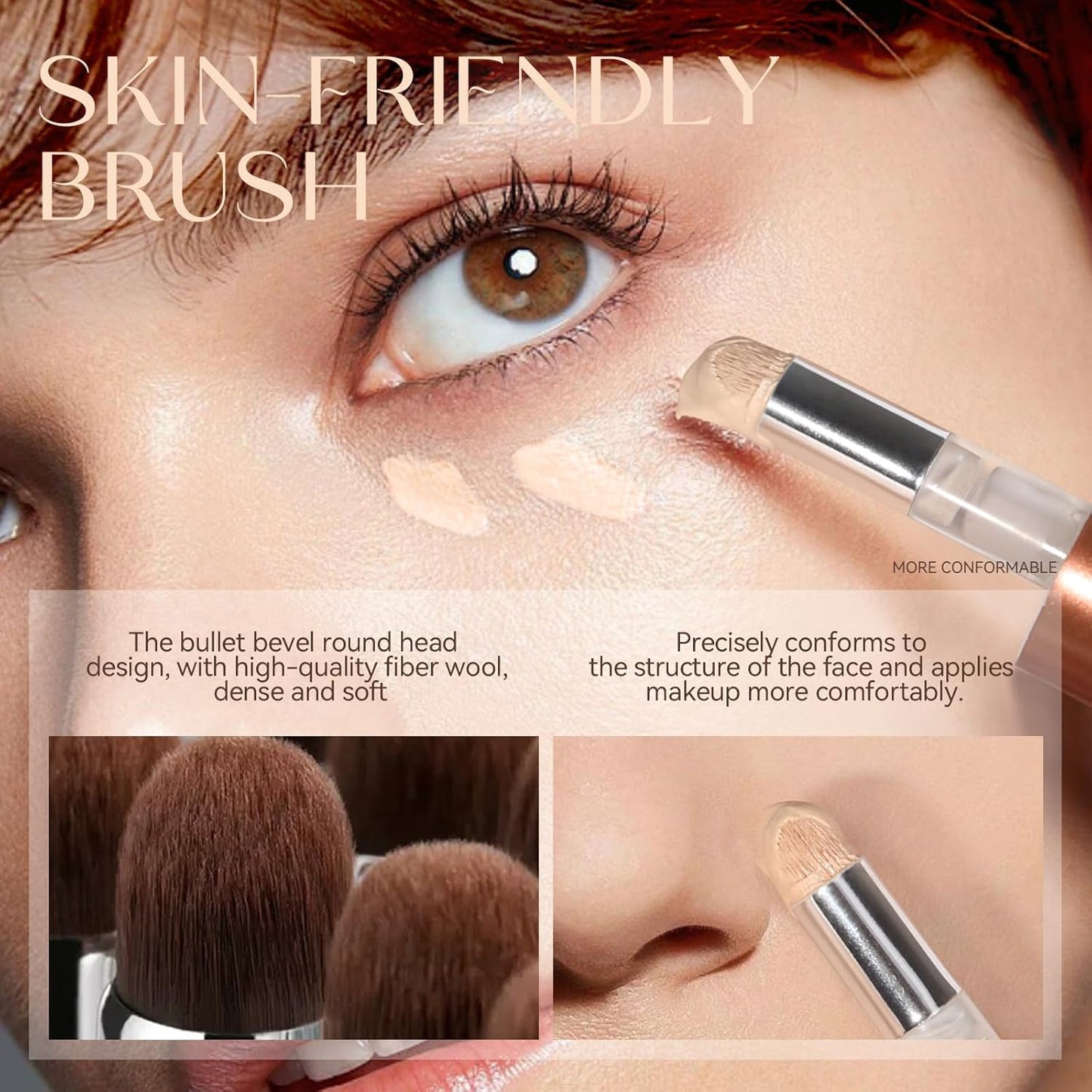 Foundation Makeup,Soft Beige Full Coverage Foundation Makeup(Built-in brush)Vegan & Cruelty-Free-Oil Control Flawless Concealer Cover Facial,Natural Blemish Face Makeup(04#)