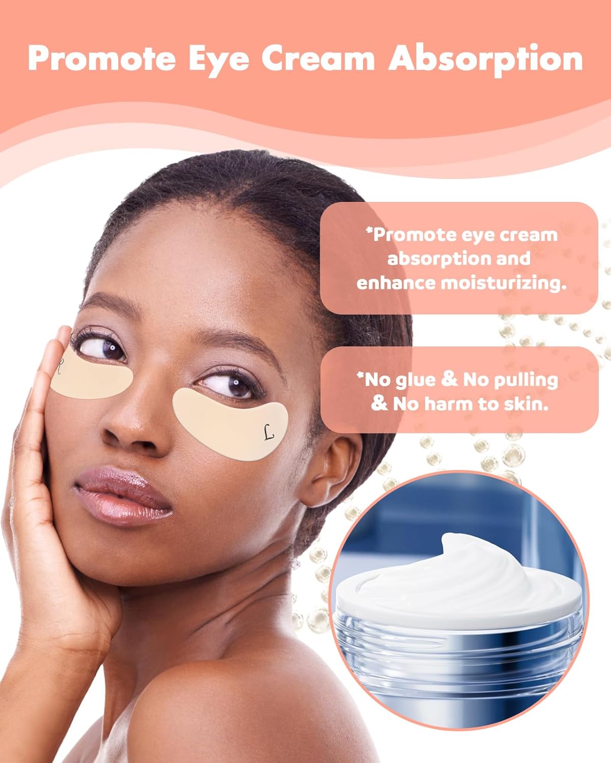 Under Eye Patches Silicone - 4 Pairs Reusable Eye Patches, Eye Wrinkle Patches, Reusable Under Eye Mask, Plump Fine Lines & Wrinkles, with Metal Eye Cream Applicator, Tin Case, Cream