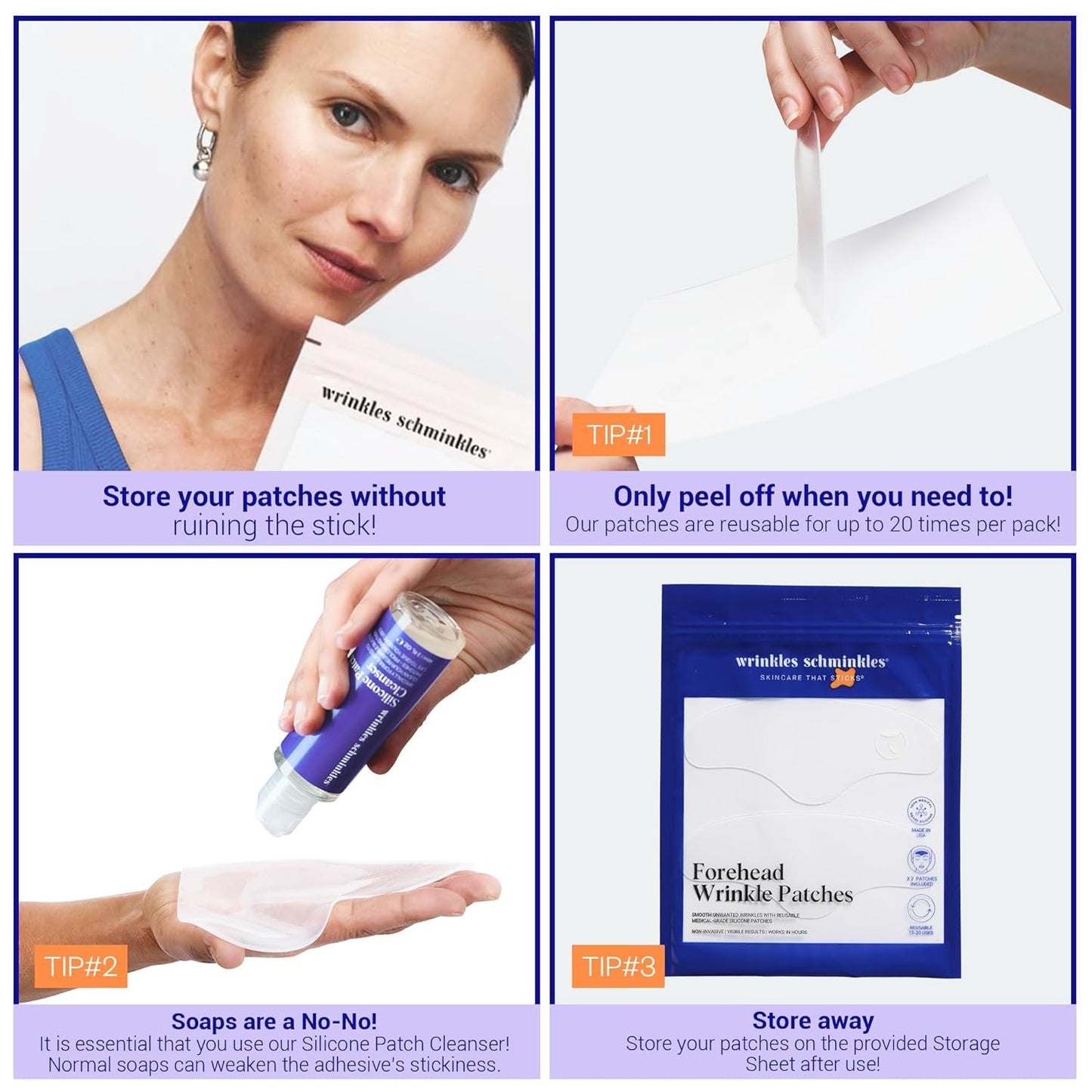 Wrinkles Schminkles Forehead Wrinkle Patches - Reusable Silicone Smoothing Pads for Brow Lift, Wrinkle Smoothers, Reduce Frown Lines & Face Lift (2 Pack)