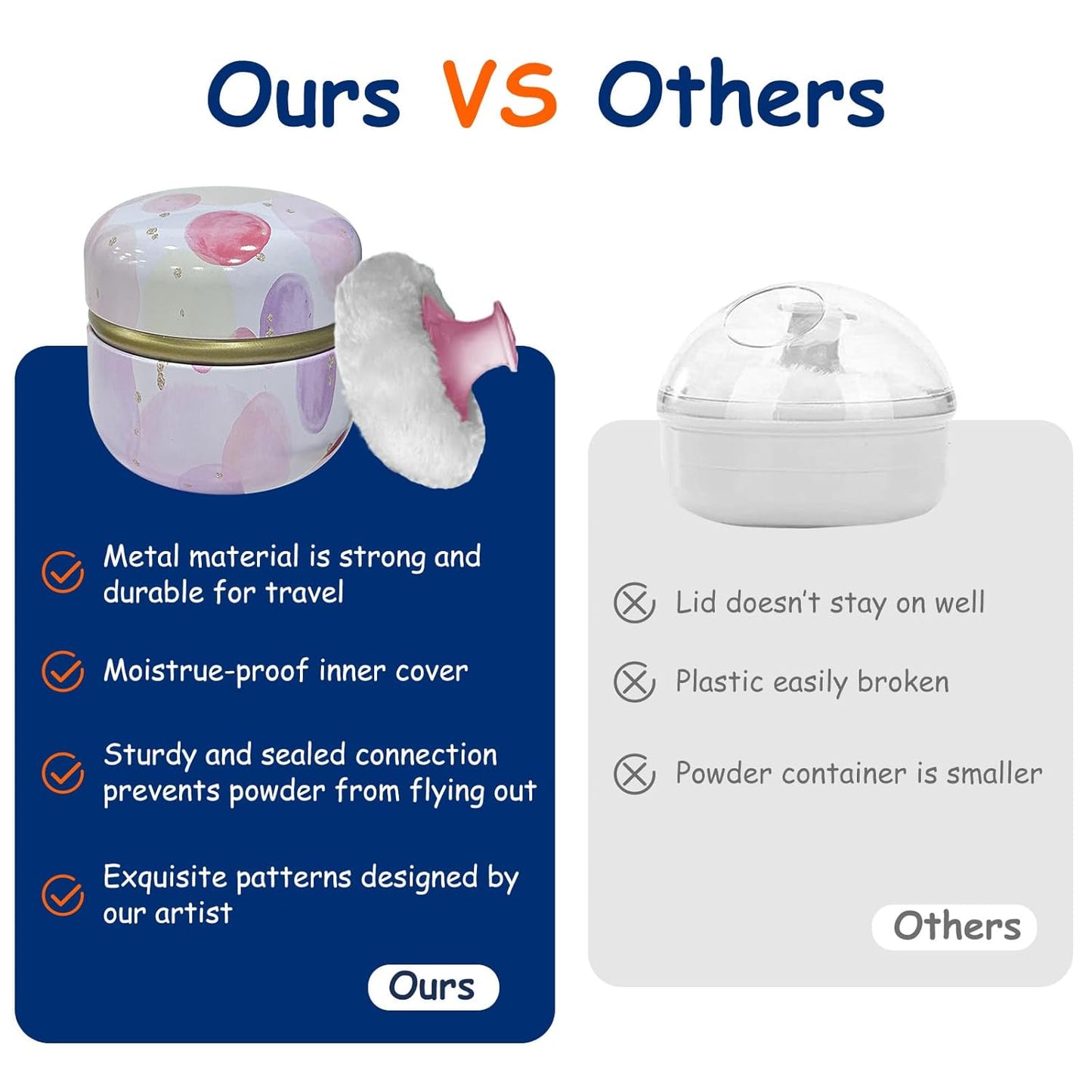 Body Powder Puff and Container for Dusting Powder, Women Powder Puff and Powder Case for Bath and Travel (Pink Bubble)