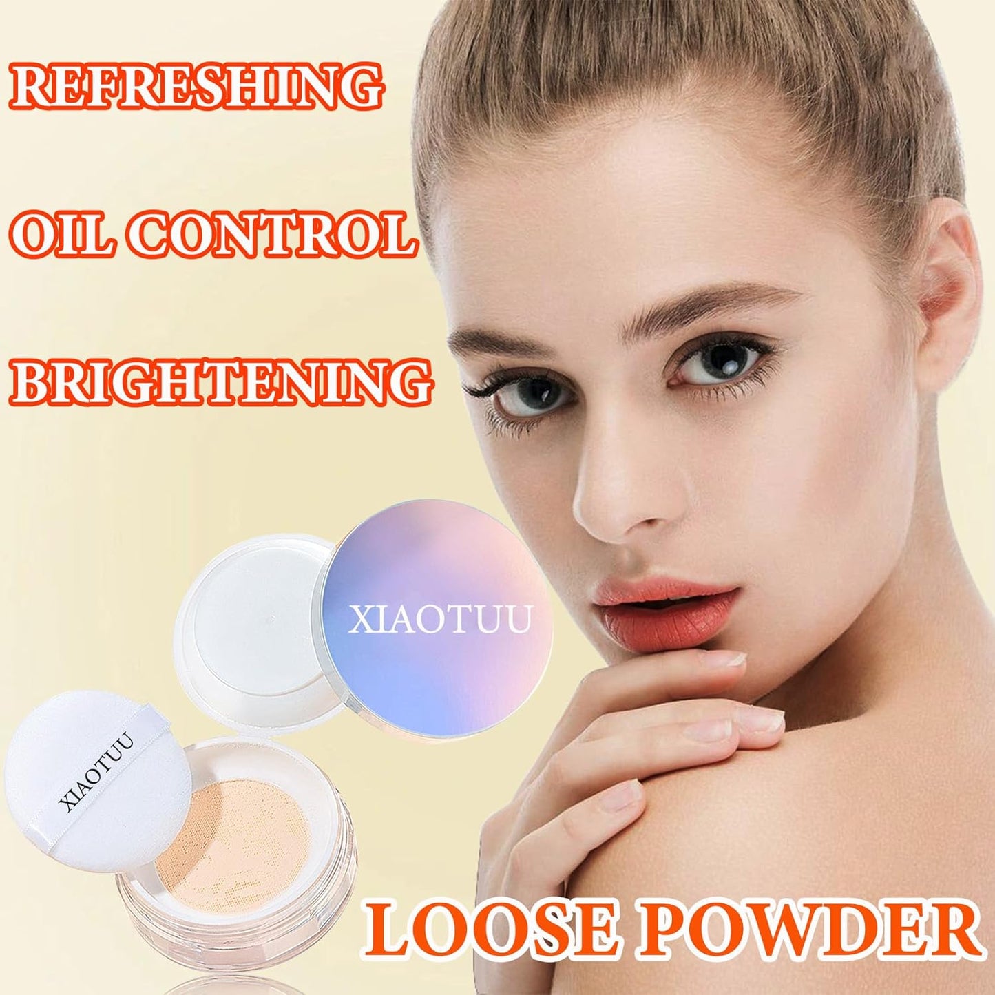 Loose Setting Face Powder,Loose Powder Lightweight & Breathable Setting Powder,Brighten Long Lasting Pigmented Waterproof Blurring Powder Natural Finish Face Makeup for Women(Natural)