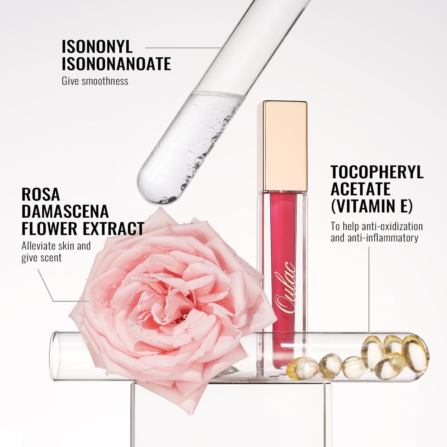 Oulac Matte Pink Lipstick for Women, Long Lasting Liquid Lip Stick High Impact Lip Gloss Full Coverage Lip Makeup with Vitamin E Waterproof Formula,Vegan M33