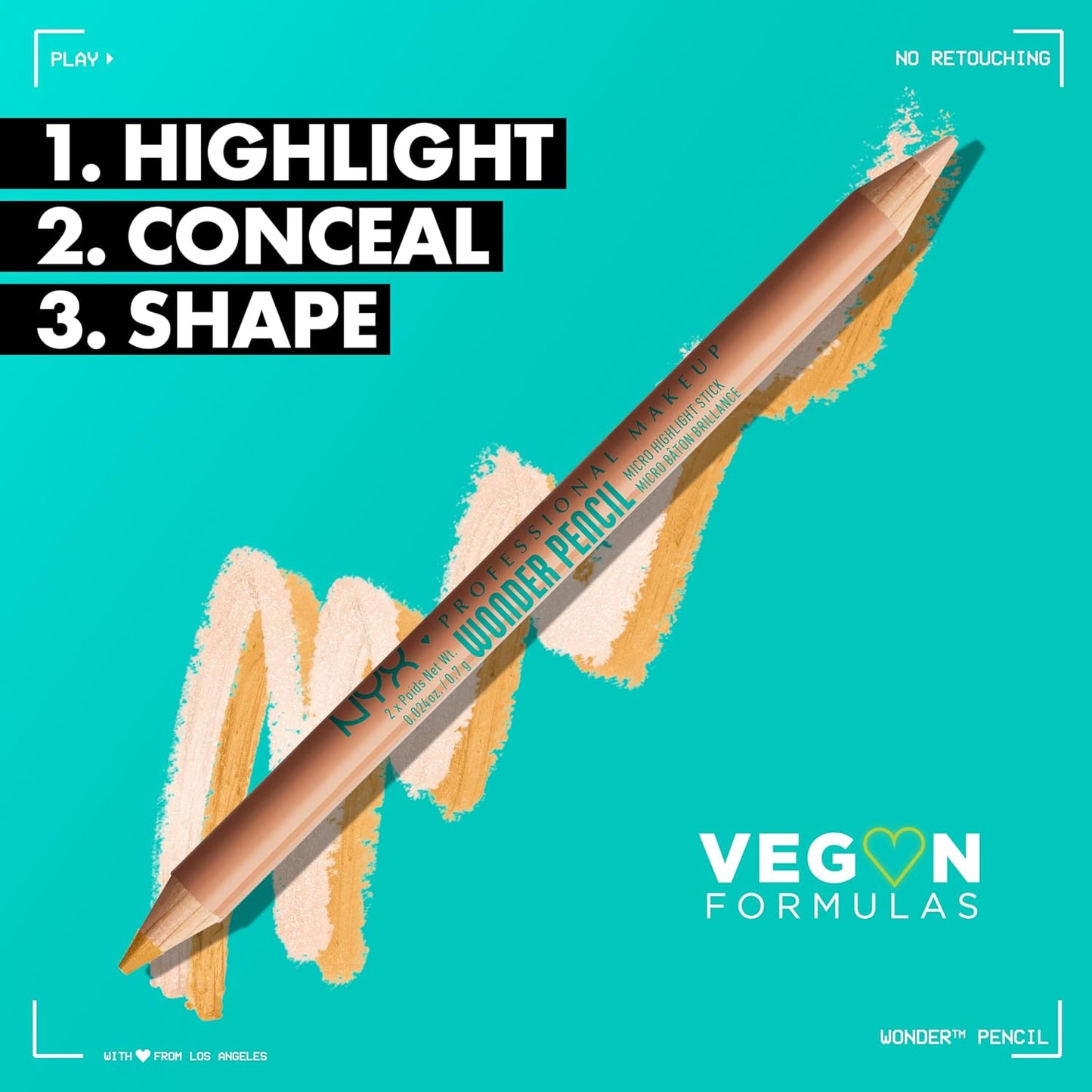 NYX PROFESSIONAL MAKEUP Wonder Pencil, Multi-Use Micro Highlighter & Concealer Stick - Warm Deep (Pack of 2)