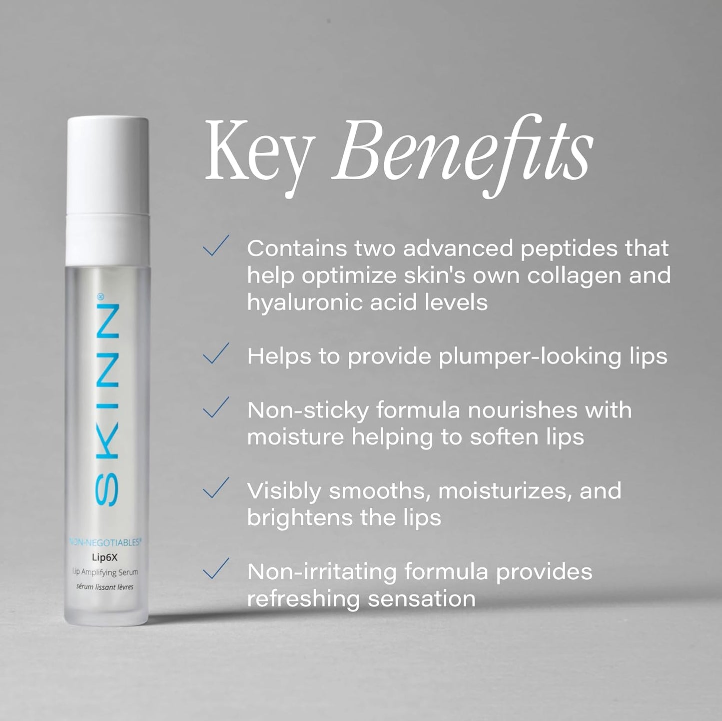 SKINN Lip Amplifying Serum, Lip6X with Peptides - Deep Moisturizing Serum Instantly Plumps, Hydrates & Smooths Lips & Boosts Collagen Production - Lip Care Products for Women