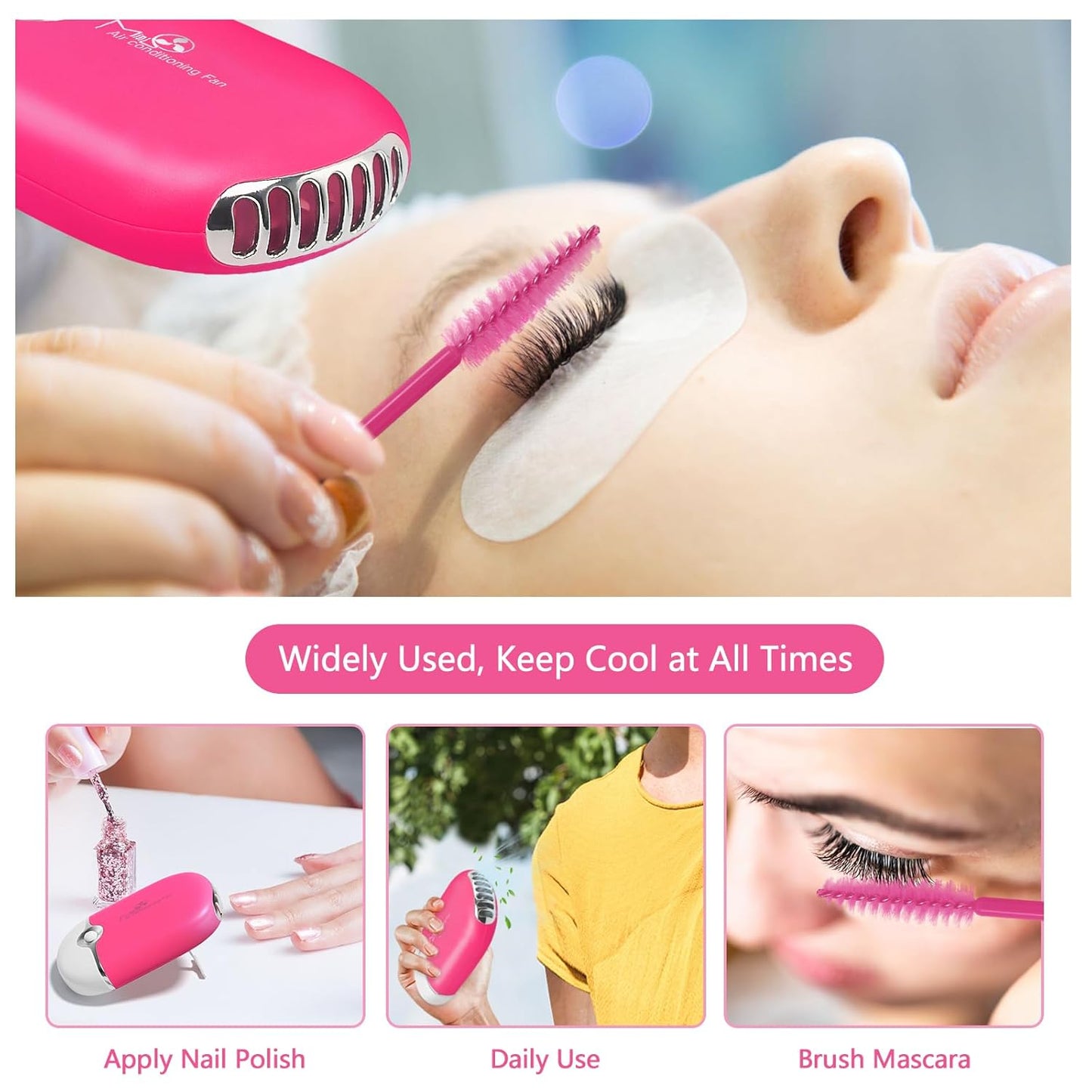 Buqikma Lash Shampoo 2.11Floz Eyelash Extension Cleanser Gentle Foam,USB Mini Lash Fan,Rinsing Bottle Mascara Brush Cleaning Brush Lash Cleaning Kit Lash Wash for Professional Salon&Home Use(Rose Red)