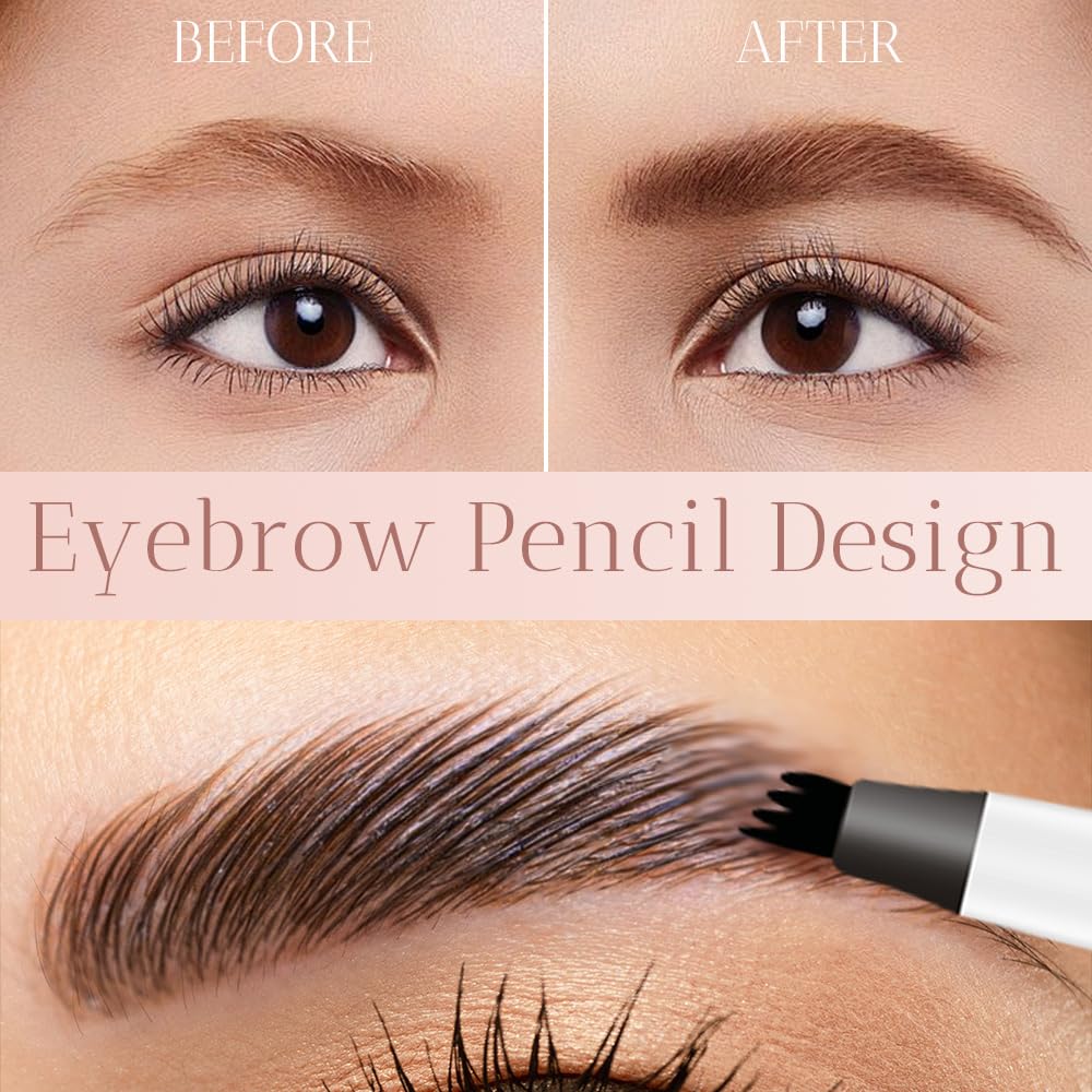 2025 Upgrade Waterproof Brow Pencil with Micro-Fork Tip,3D Magic Eyebrow Pencil 4-Head Split Waterproof Long-lasting Eyebrow Pencil,Natural Makeup Fine Stroke Eyebrow Tattoo Pencils (Gray)
