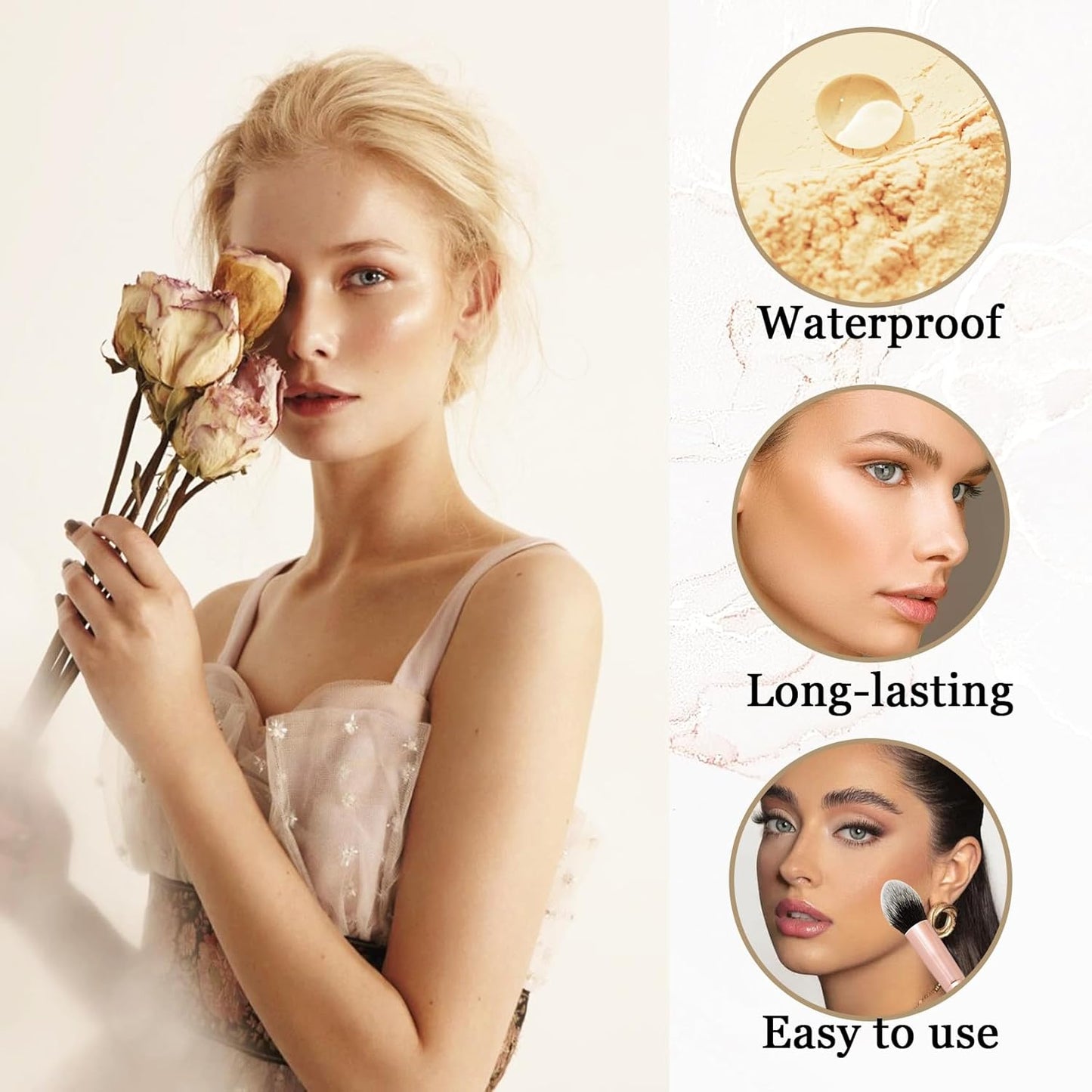 Lightweight Setting Powder,Waterproof Oil Control Translucent Face Powder,Smooth Long Lasting Matte Finish Loose Powder with Face Makeup Brush & Powder Puff(Natural Color)