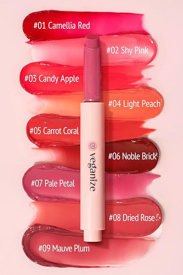 Veganize Collagen Lip Glass Balm | Hydrating Lip Balm in 9 Vibrant Colors | Moisturizing Lip Care Infused with Collagen Jelly Magic | No Animal Trial Lip Balm 0.06 oz (No. 8 Dried Rose)