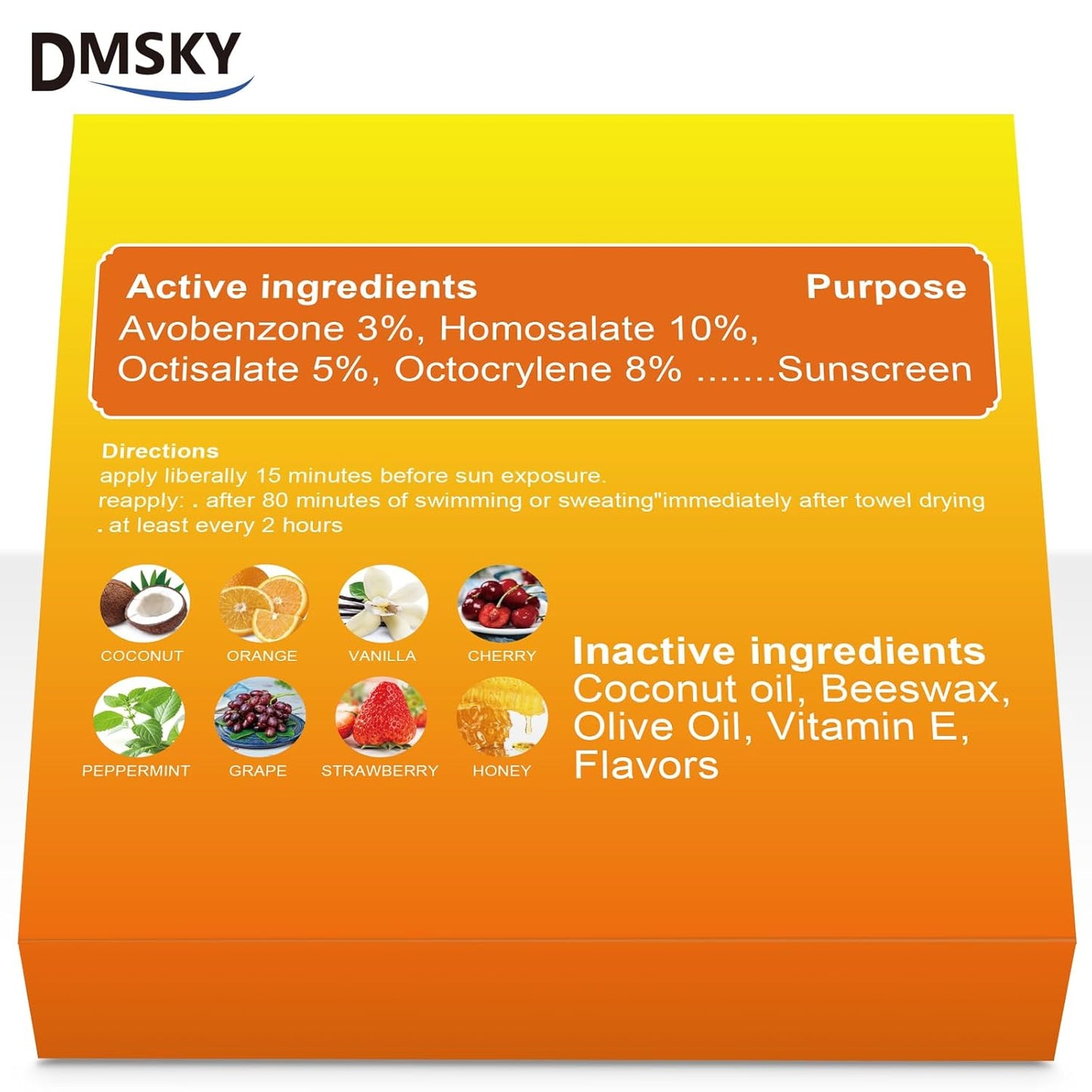 Dmsky 32 Pack Lip Balm Bulk,SPF 30 Lip Balm with Sunscreen,Hydrating Lip Balm Pack with Vitamin E and Coconut Oil- 8 Flavors, B-32 Count