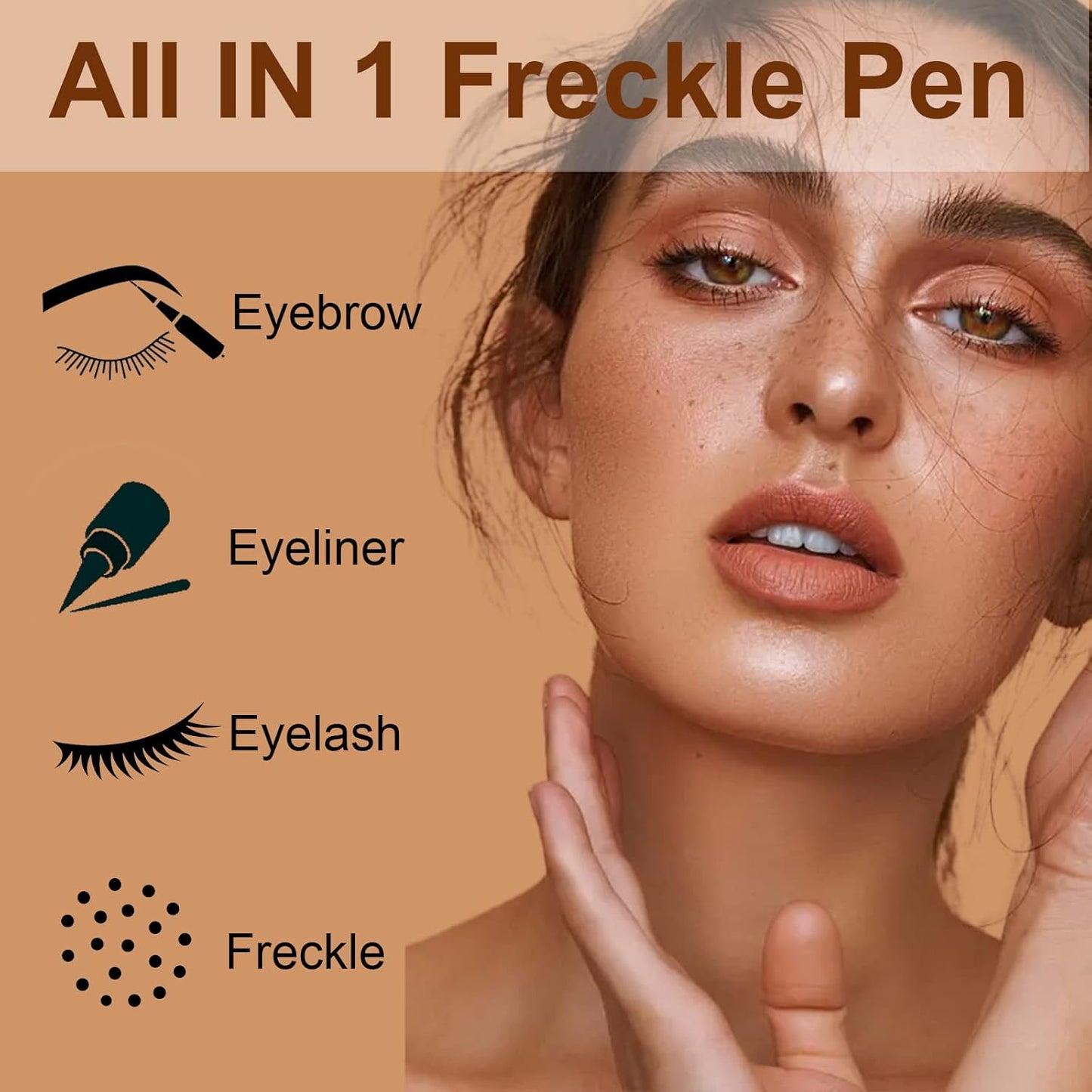 Freckle Pen, Freckle Makeup Pen for Face, Waterproof Long Lasting Quick Dry Faux Freckle Pen, Soft Artificial Freckles Makeup Face Decoration, Create Natural Sunkissed Skin (Chestnut)